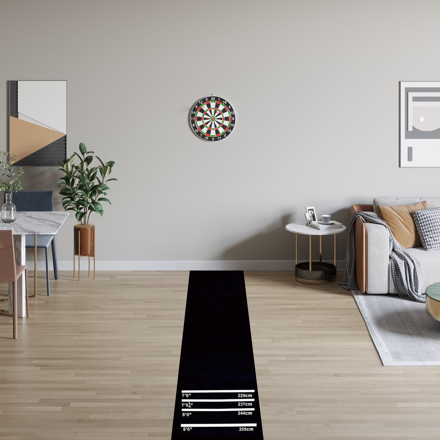 Dartmat, antislip rubberen mat voor stalen en softtip darts