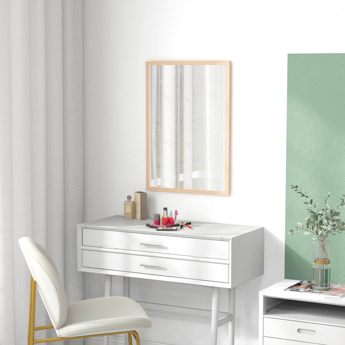 Decoratieve wandspiegel met haken, 50x70cm voor in huis