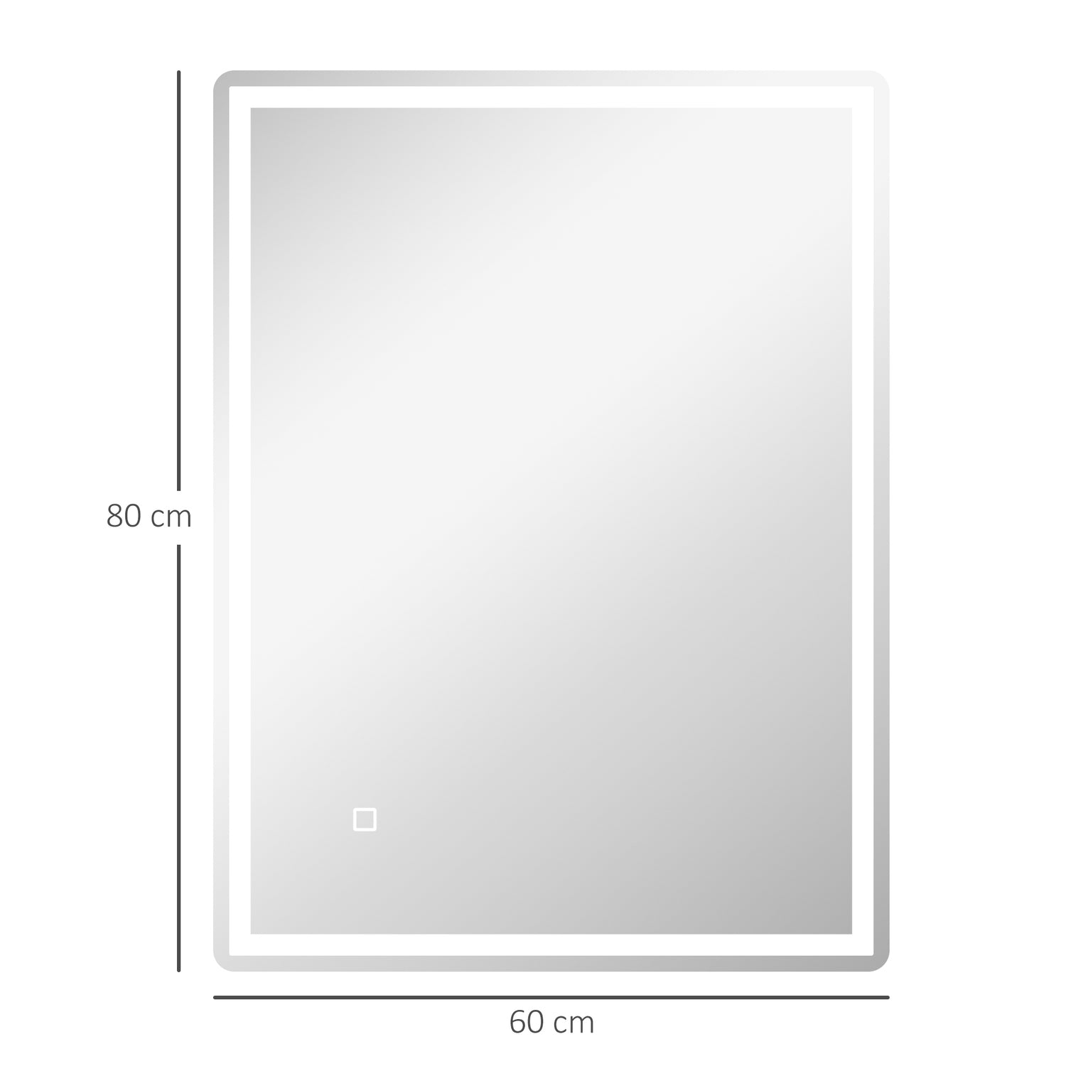Dimbar 80x60cm badrumsspegel, imfri med minne