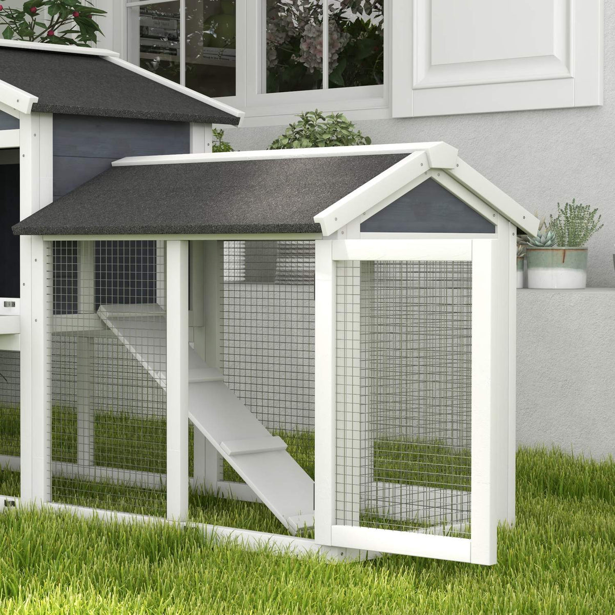 Dierenhok met ren, sparrenhout, 147 x 54 x 84 cm, grijs