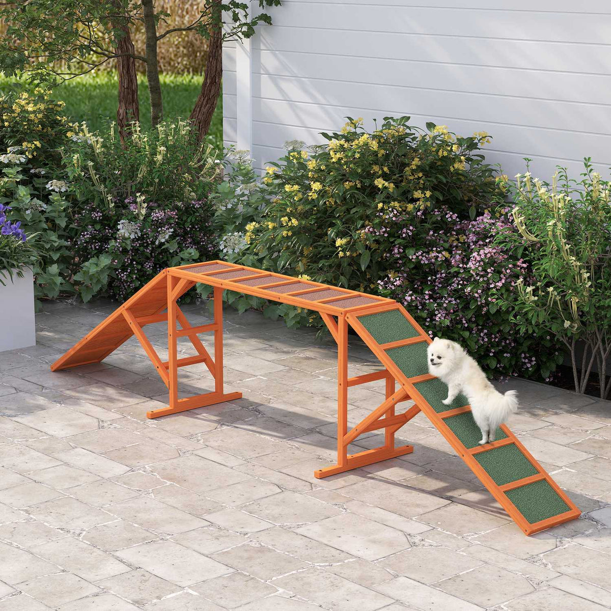 Honden Agility Brug met Safety Bar, Antislip, 325 cm, Oranje