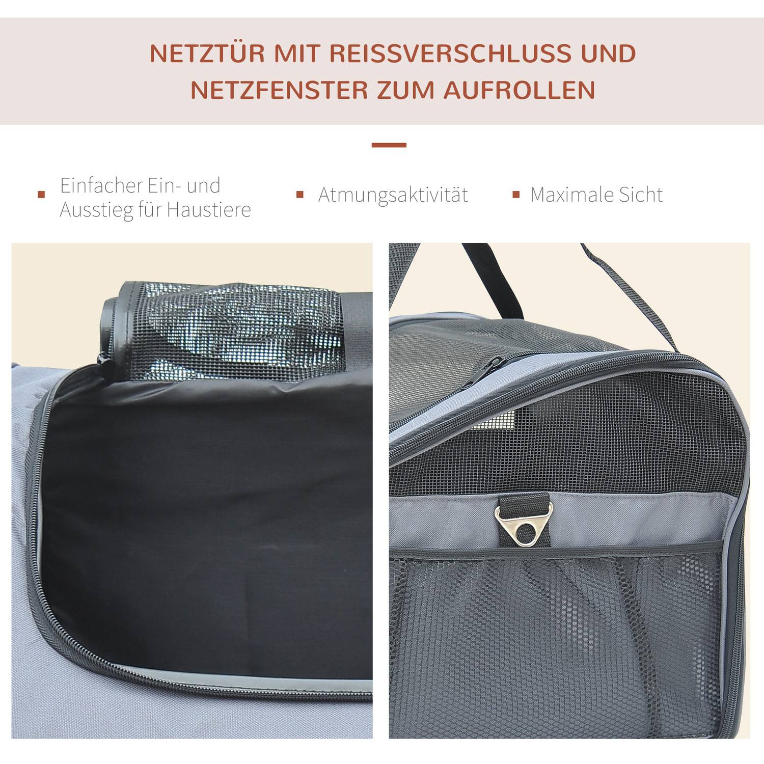 Hondenbenches – Draagbare Oxford transporttas, Grijs, 41x34x30 cm