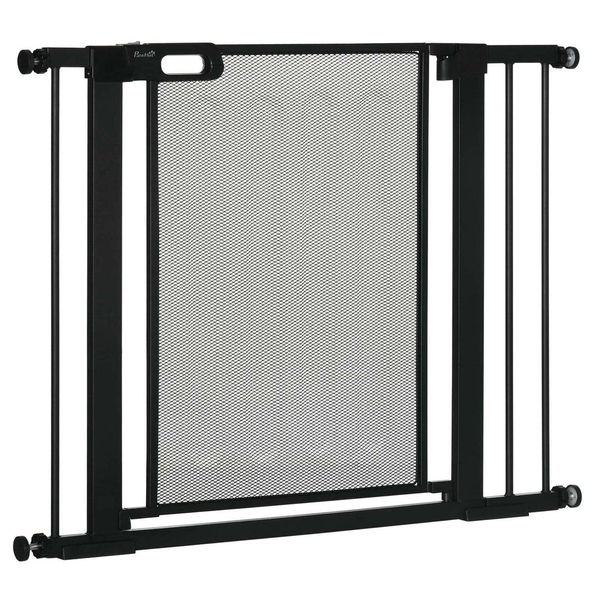 Hondenhekje, zonder boren, automatisch sluitend, staal, 75-103 cm, zwart