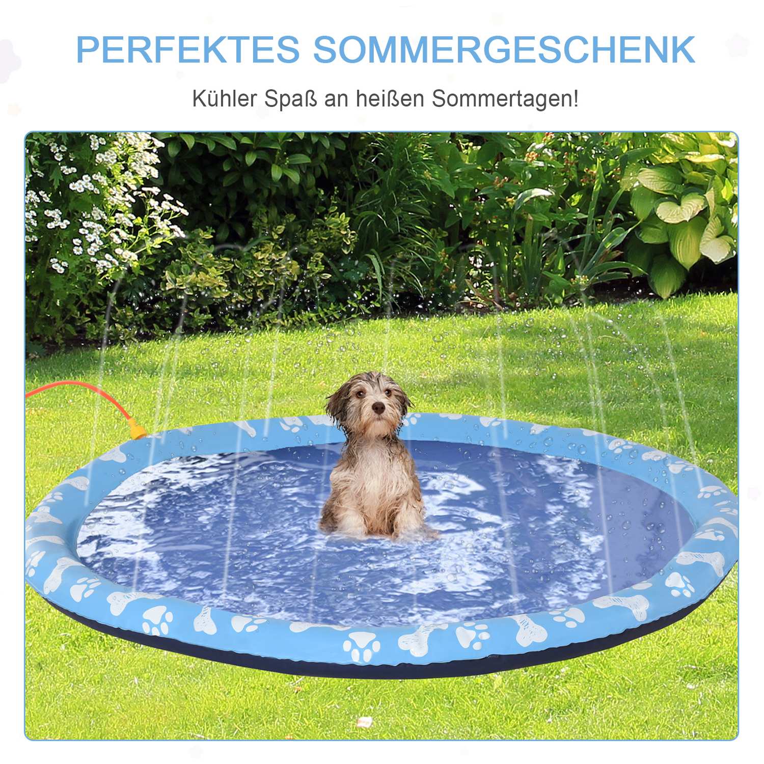 Dog Splash Sprinkler Mat – 150 cm, Anti-slip PVC Mat