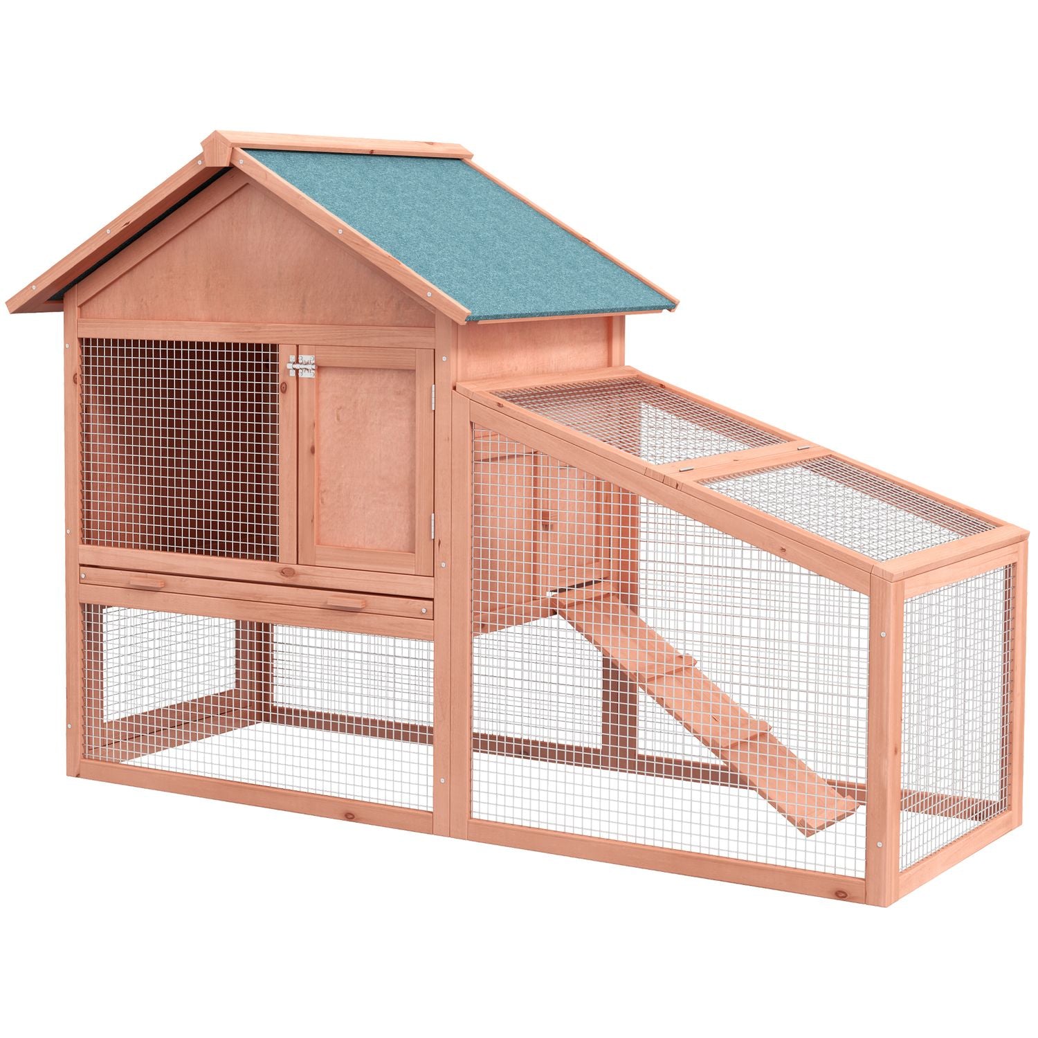 Doppelstöckiger Outdoor-Kleintierkäfig, Fichte – 144x64,5x100 cm