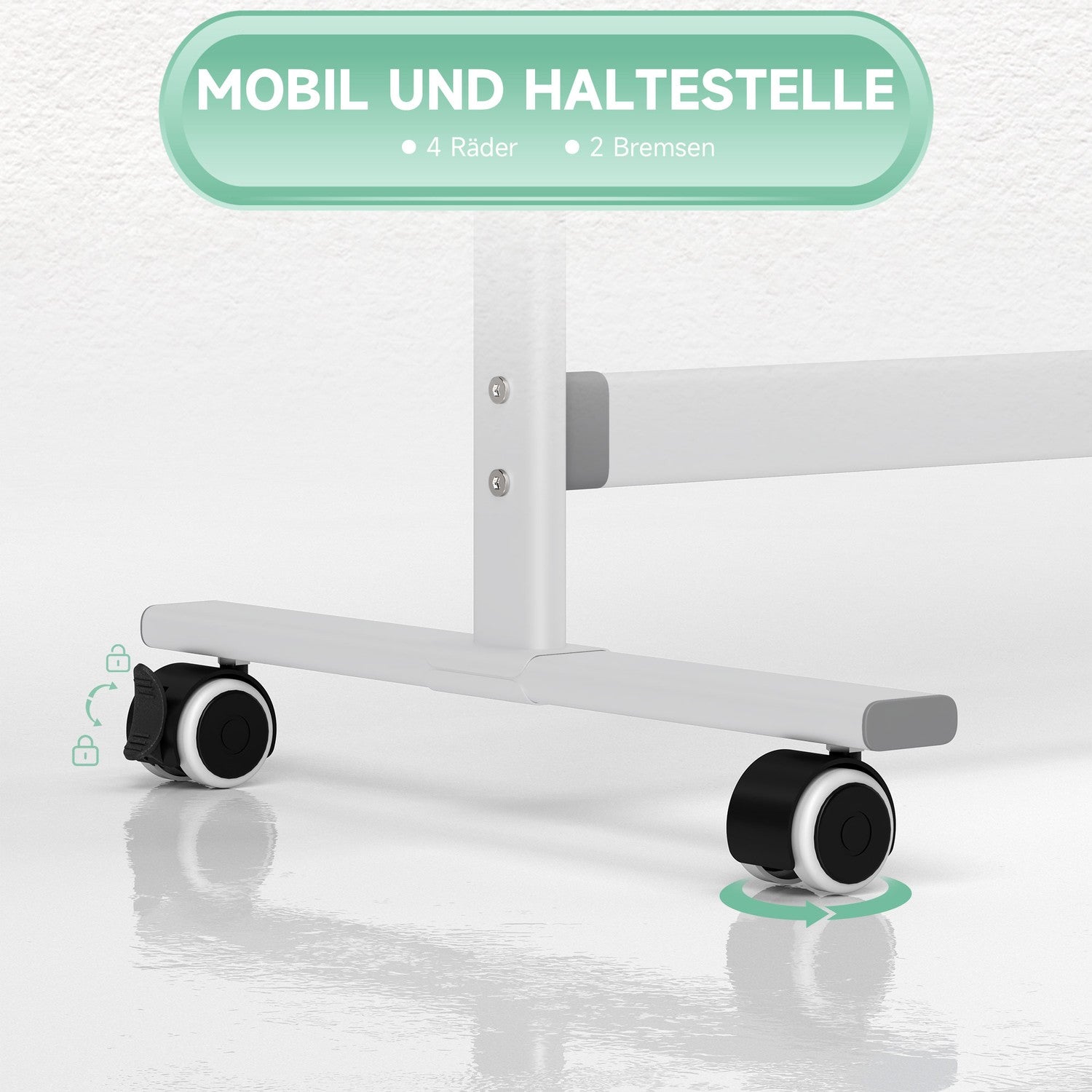 Dubbelzijdig Whiteboard 120x90 cm met standaard en wielen