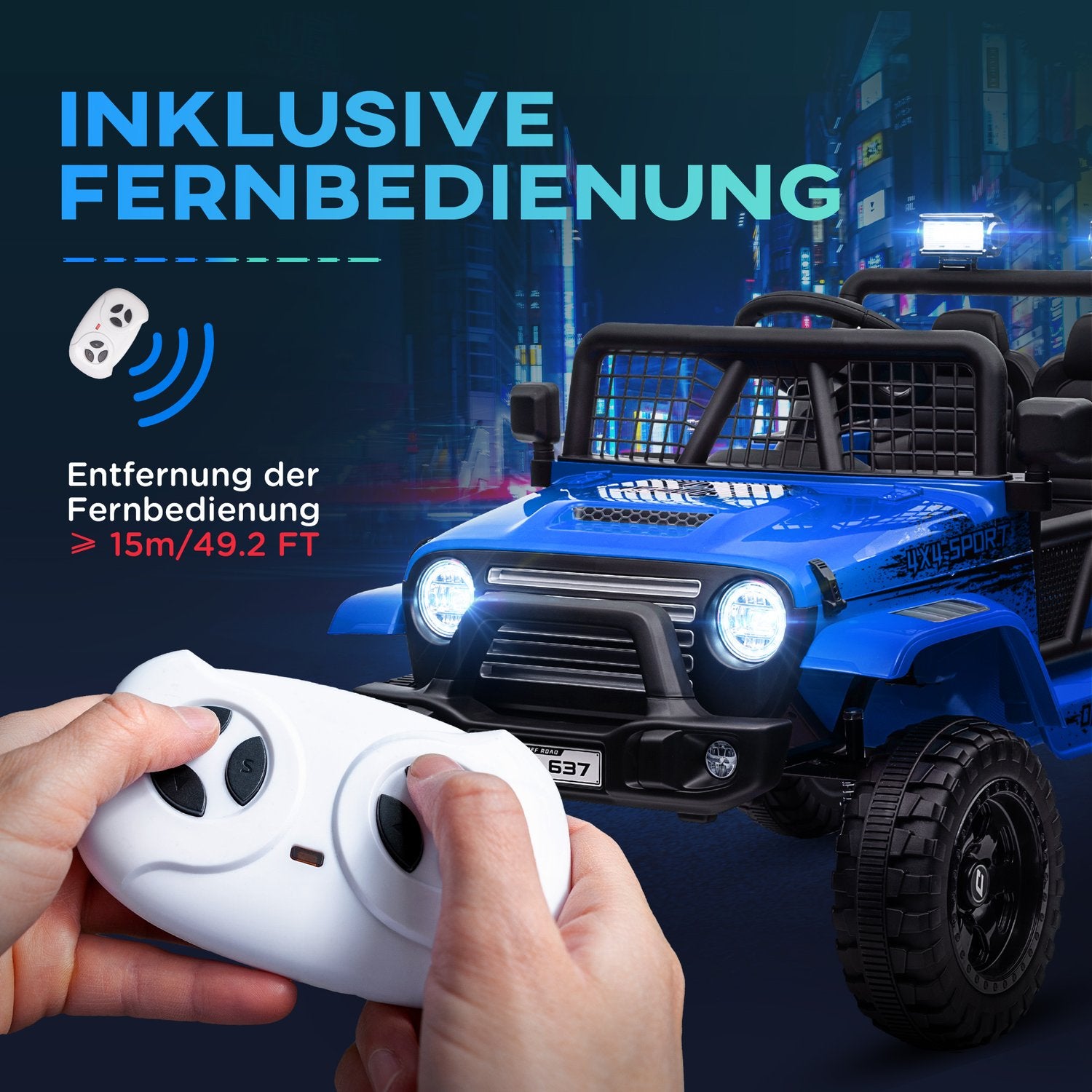 Elbil för barn, 12V terräng med musik, blå