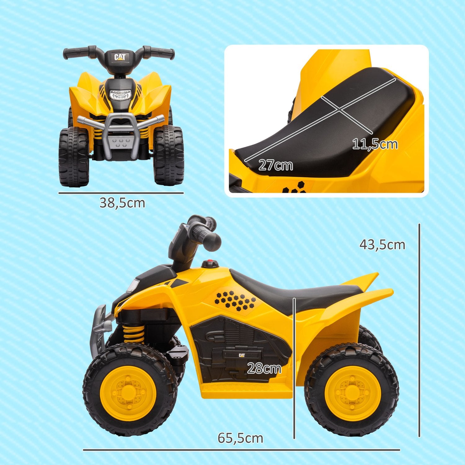 Elektrische quad voor kinderen, 6V met claxon & koplampen, geel