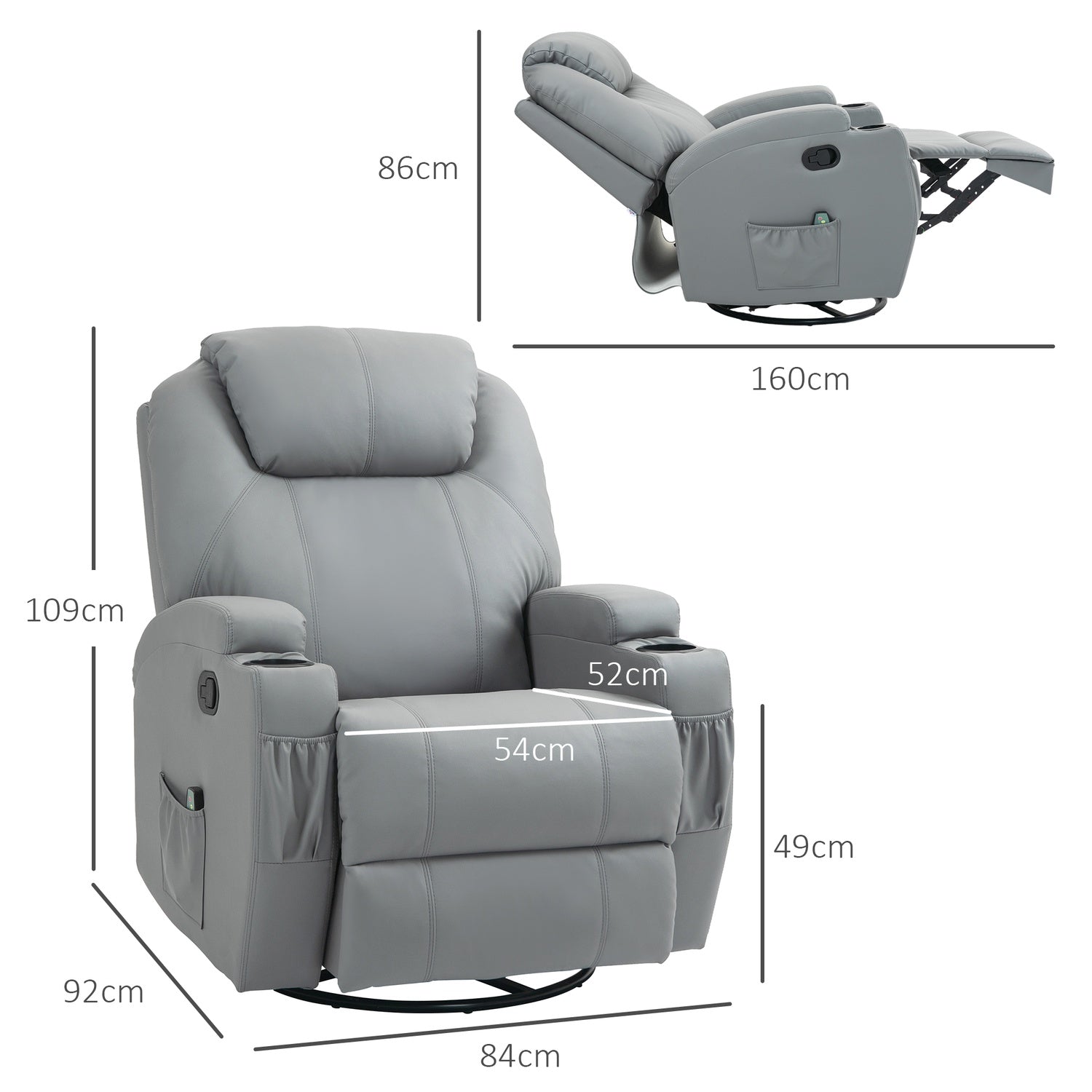 Elektrische massagestoel met draai- en kantelfuncties