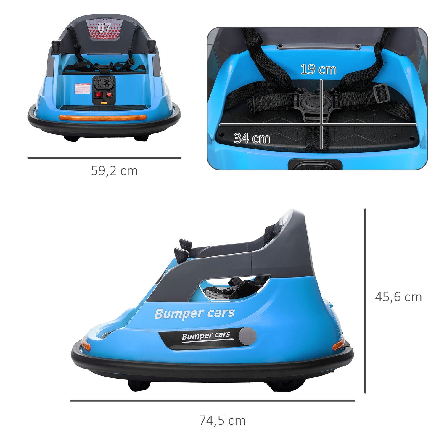 Elektrische botsauto voor kinderen met 360° draaifunctie en verlichting