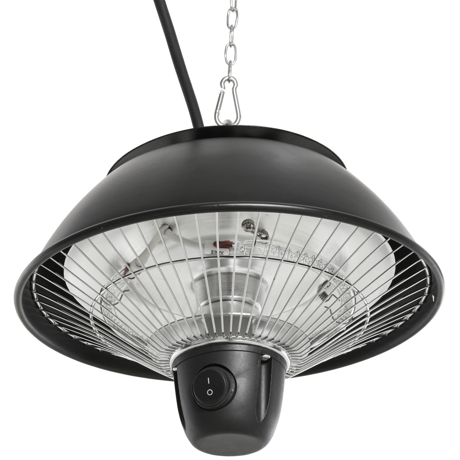 Elektrische plafondverwarming 600W, zwart aluminium, voor terrasgebruik