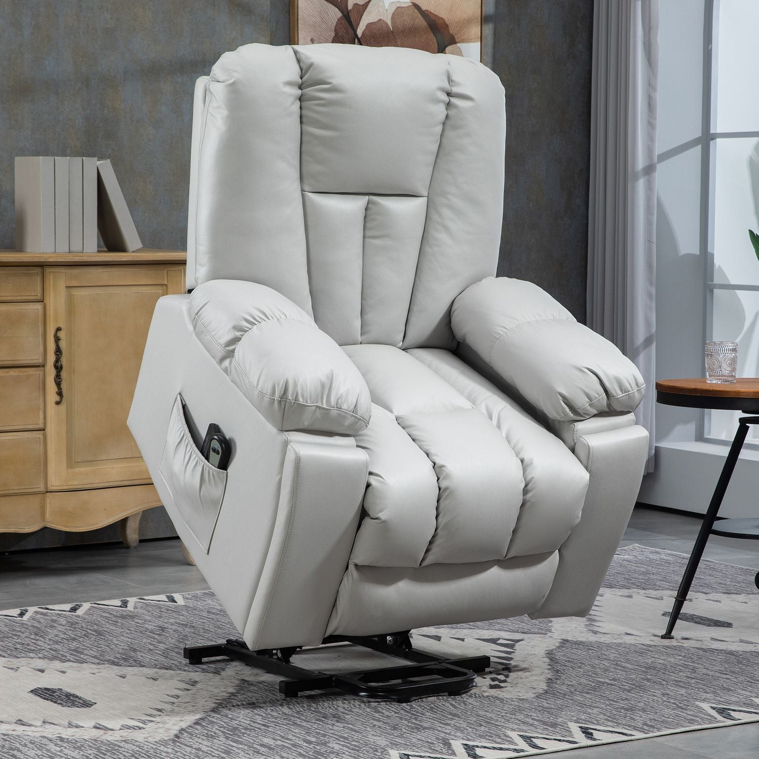 Elektrische relaxfauteuil – massage, binnenvering, lichtgrijs