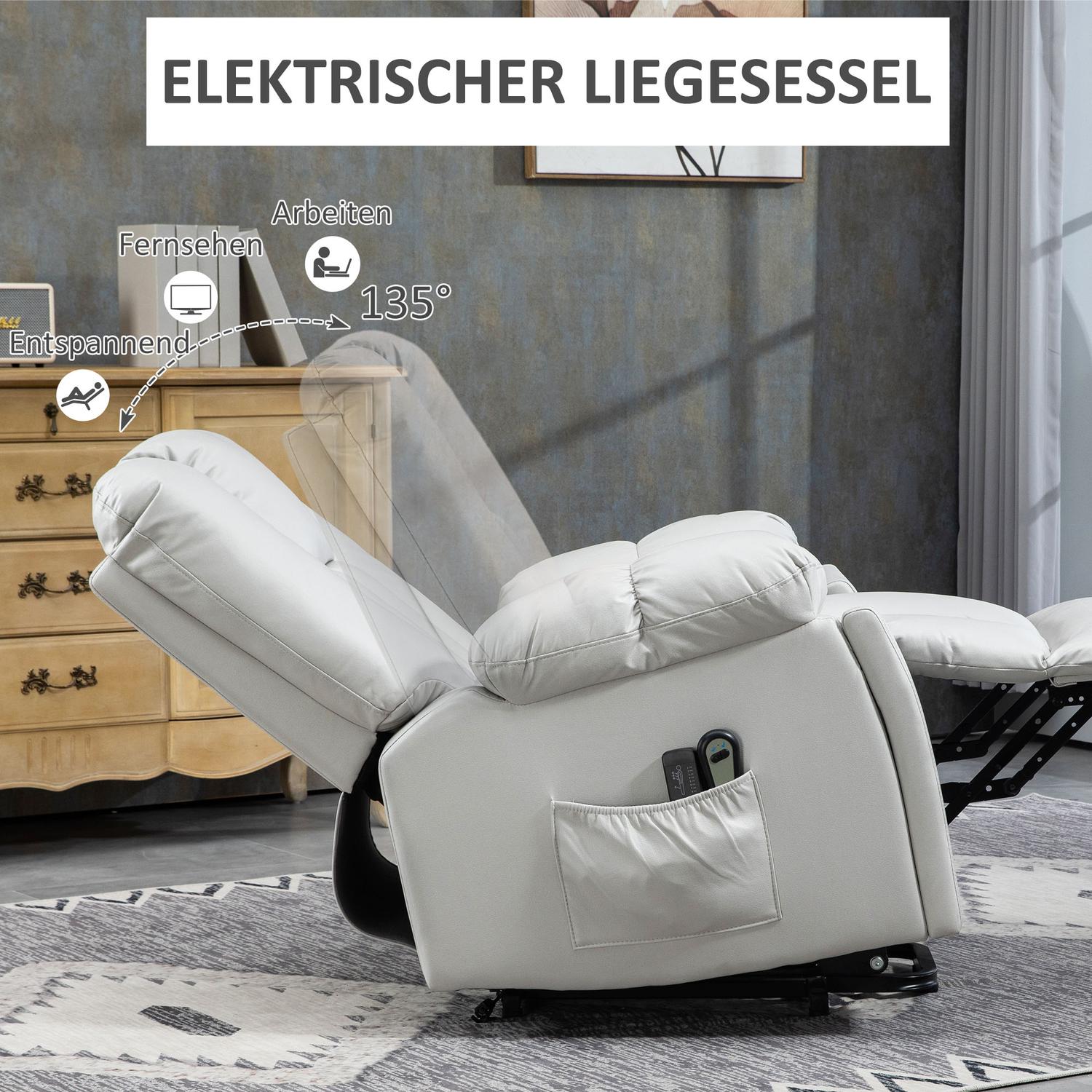 Elektrische relaxfauteuil – massage, binnenvering, lichtgrijs