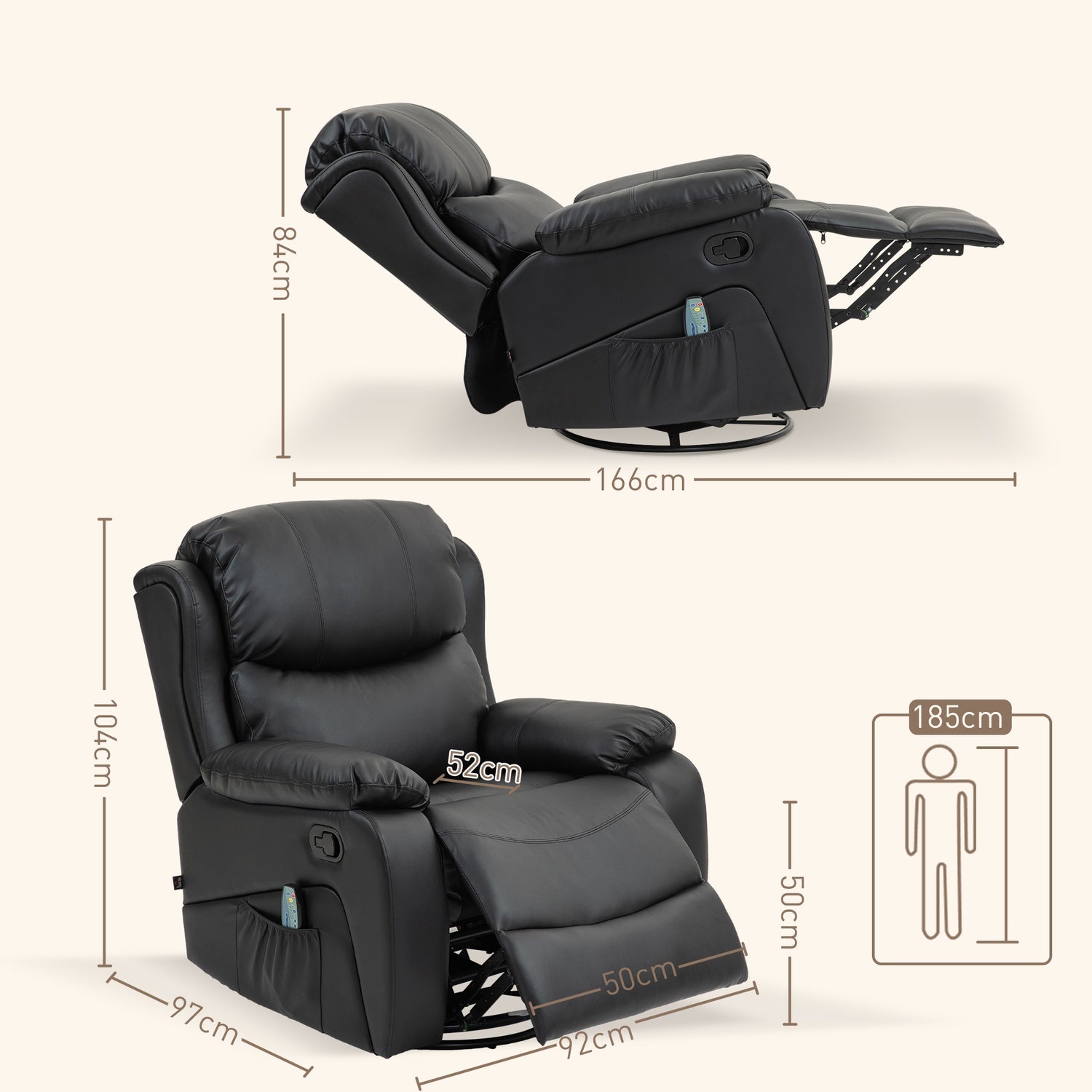 Elektrische relaxfauteuil met massage- en warmtefunctie
