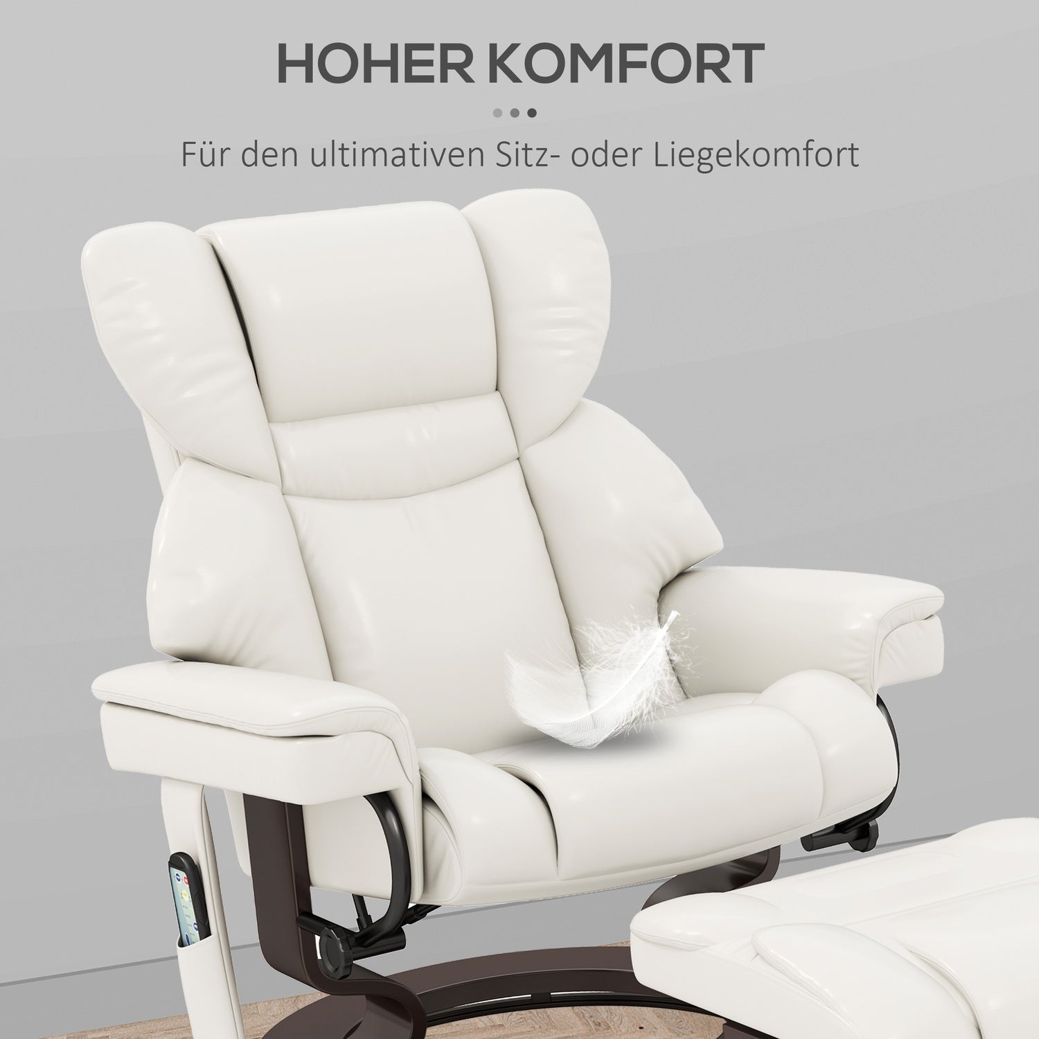 Elektrischer Relaxsessel mit Hocker, Kunstleder, creme