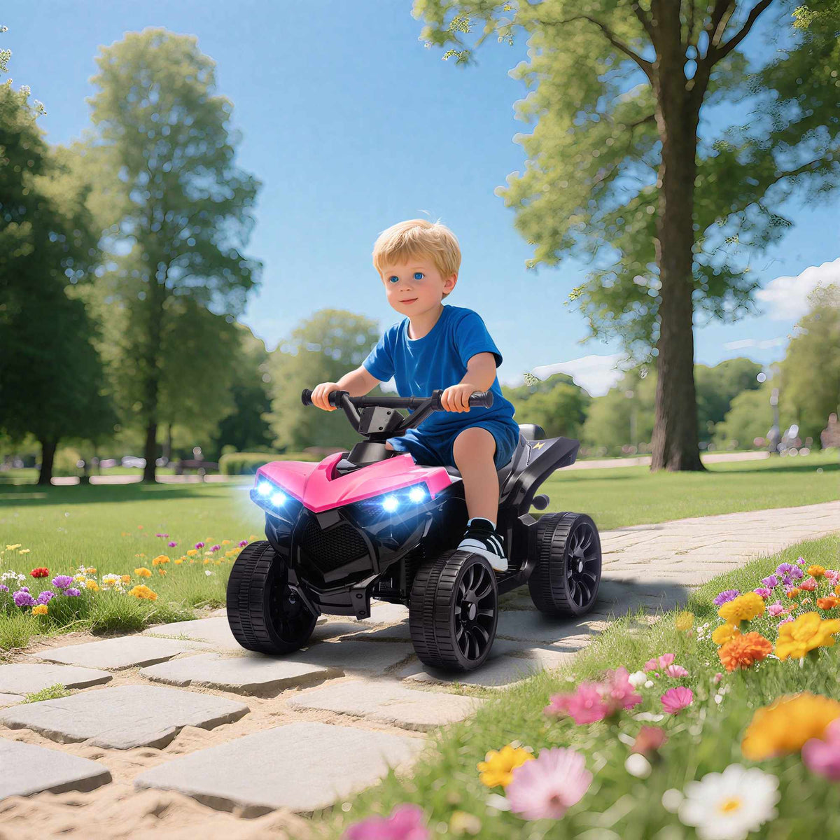 Elektrische quad voor kinderen, 6V-motor, roze, 3-6 jaar