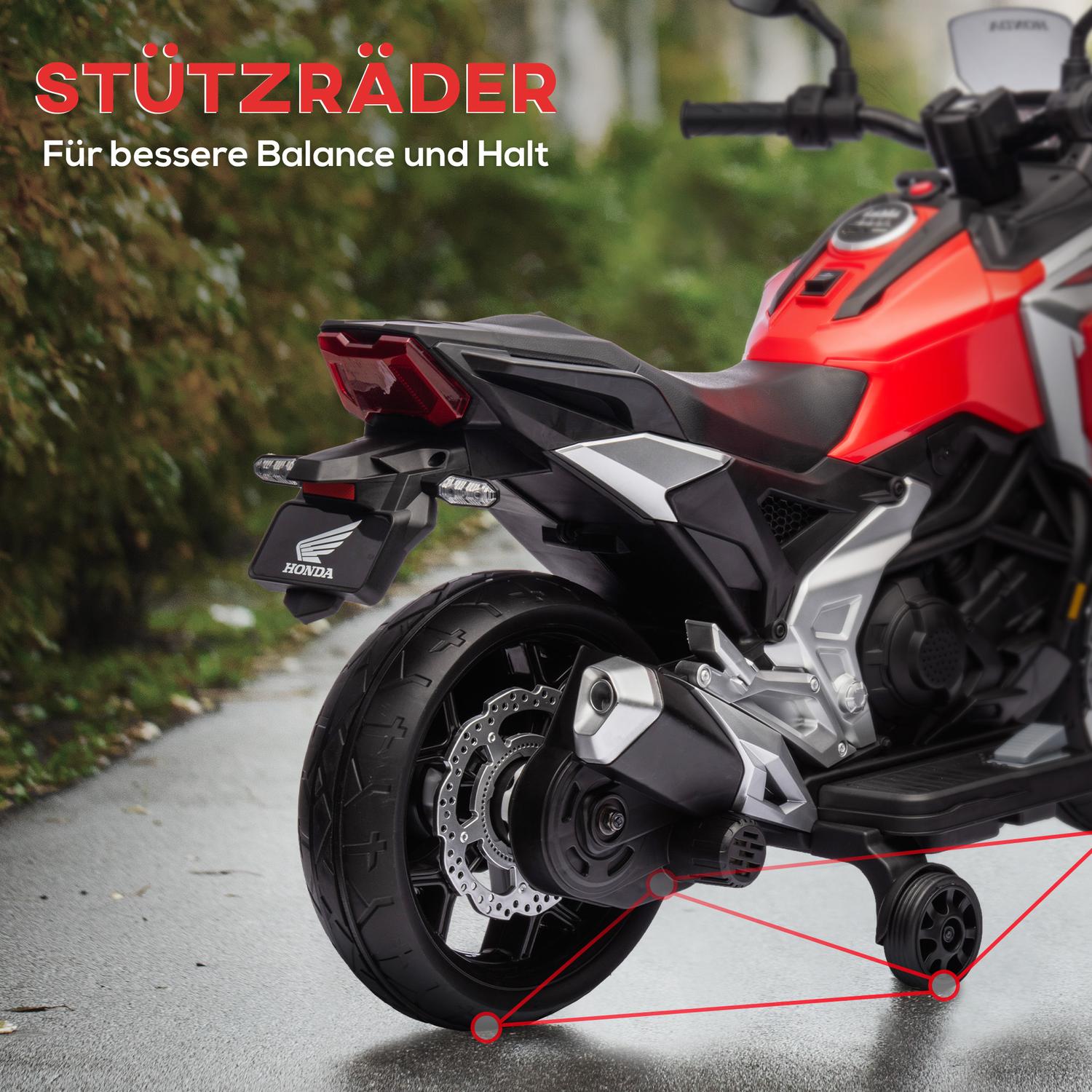 Kinderelektromotor, 12V met MP3, USB, LED-verlichting, rood