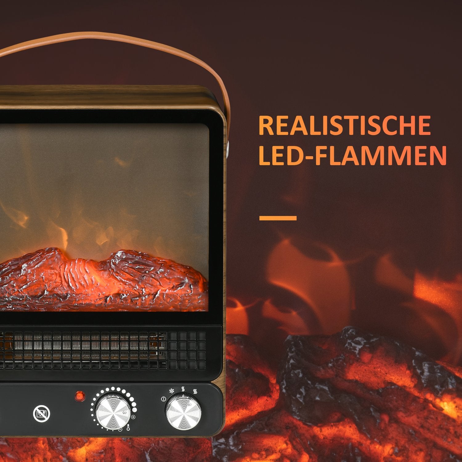 Elektrische haard 750/1500W, vlameffect, laag geluid
