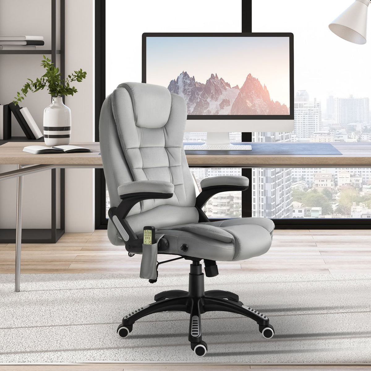 Ergonomische grijze massagestoel – in hoogte verstelbaar kantoor/gaming