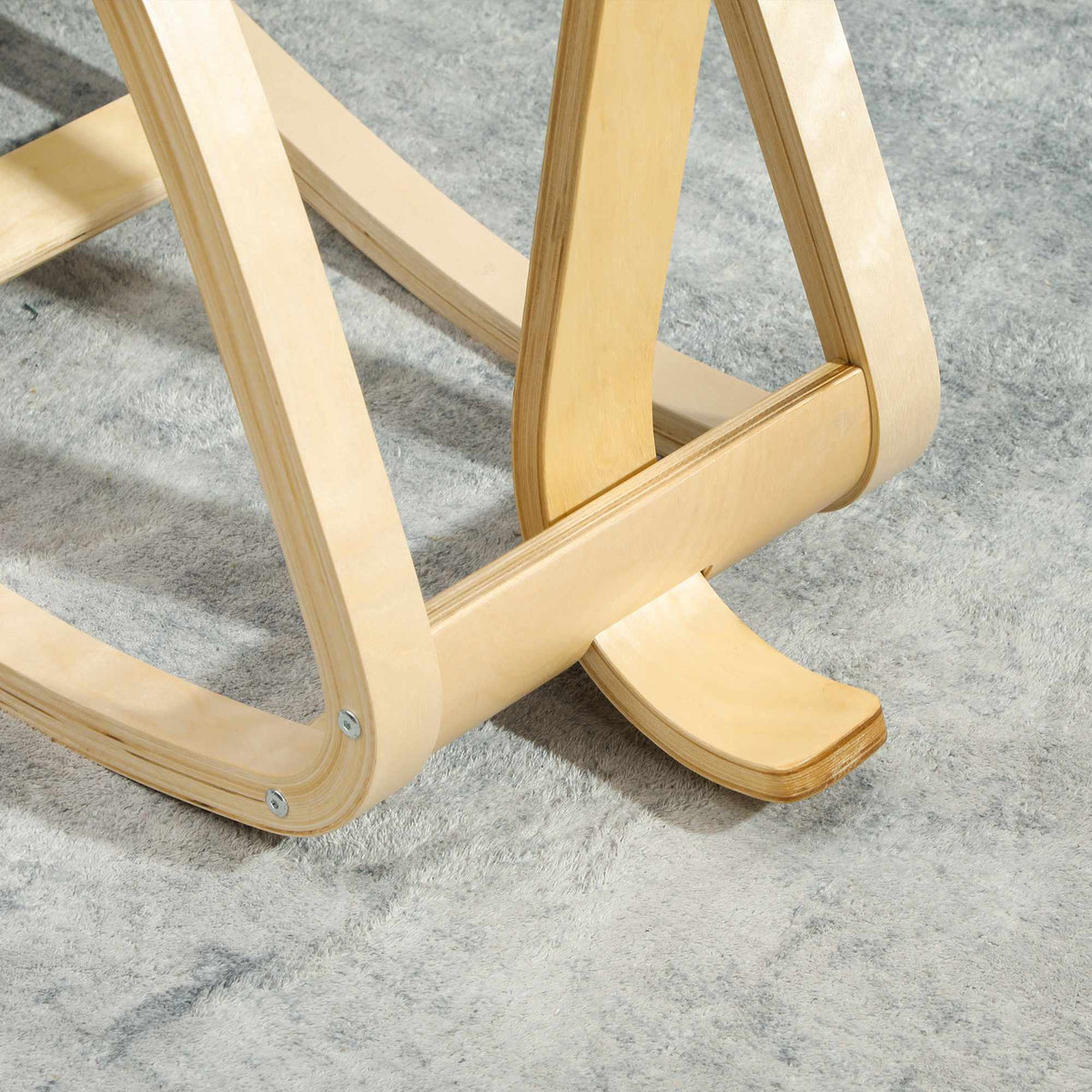 Ergonomische knielende stoel, donkerblauw, frame van berkenhout