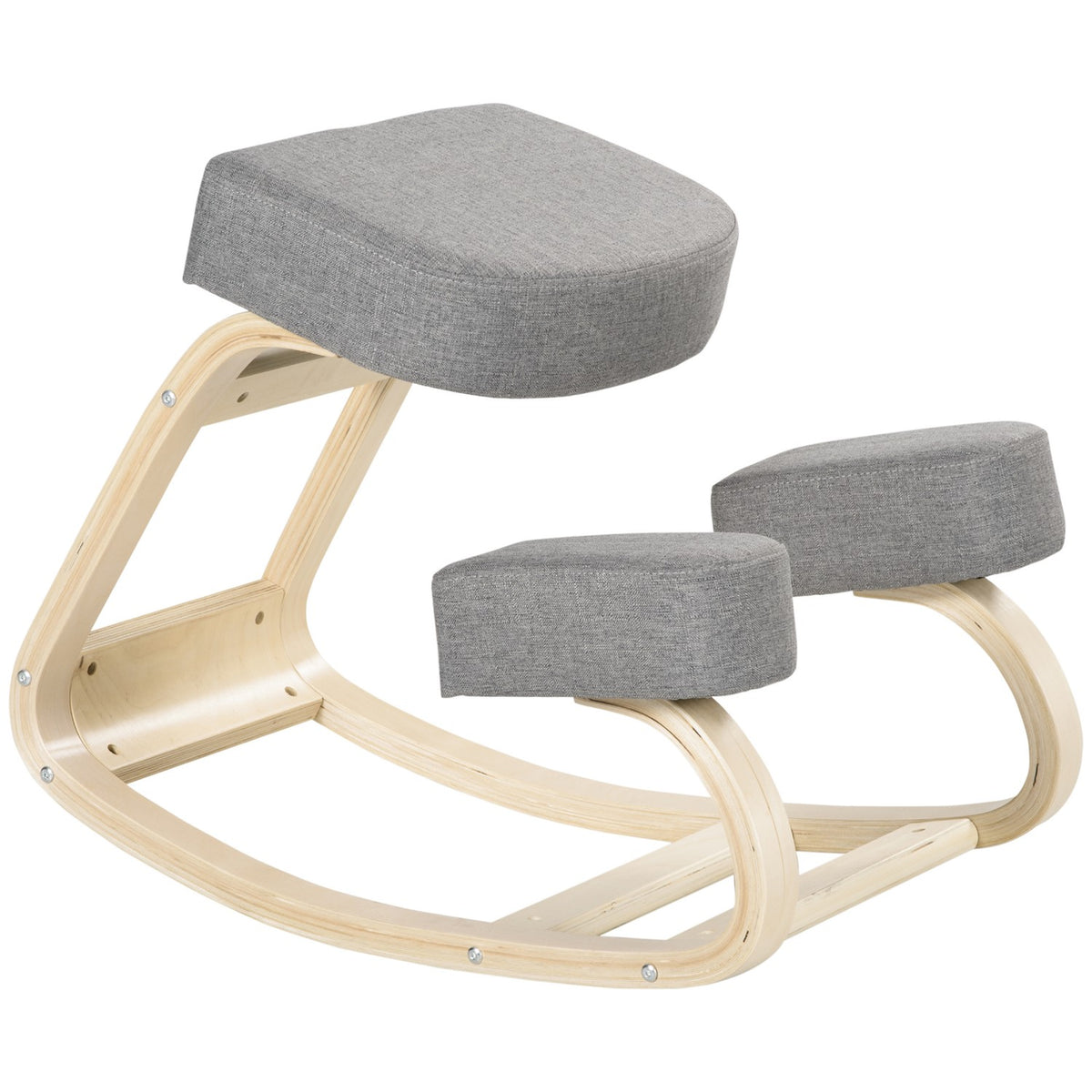 Ergonomische kniestoel, berkenhout, draagvermogen 120 kg, grijs