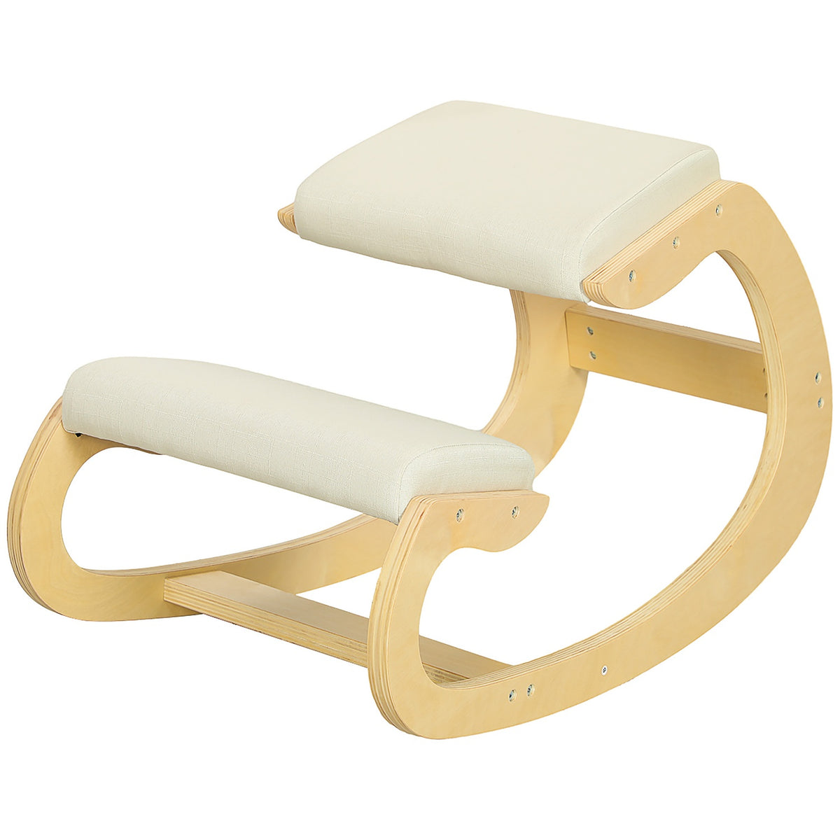 Ergonomische kniestoel voor houding, schommelontwerp, crème