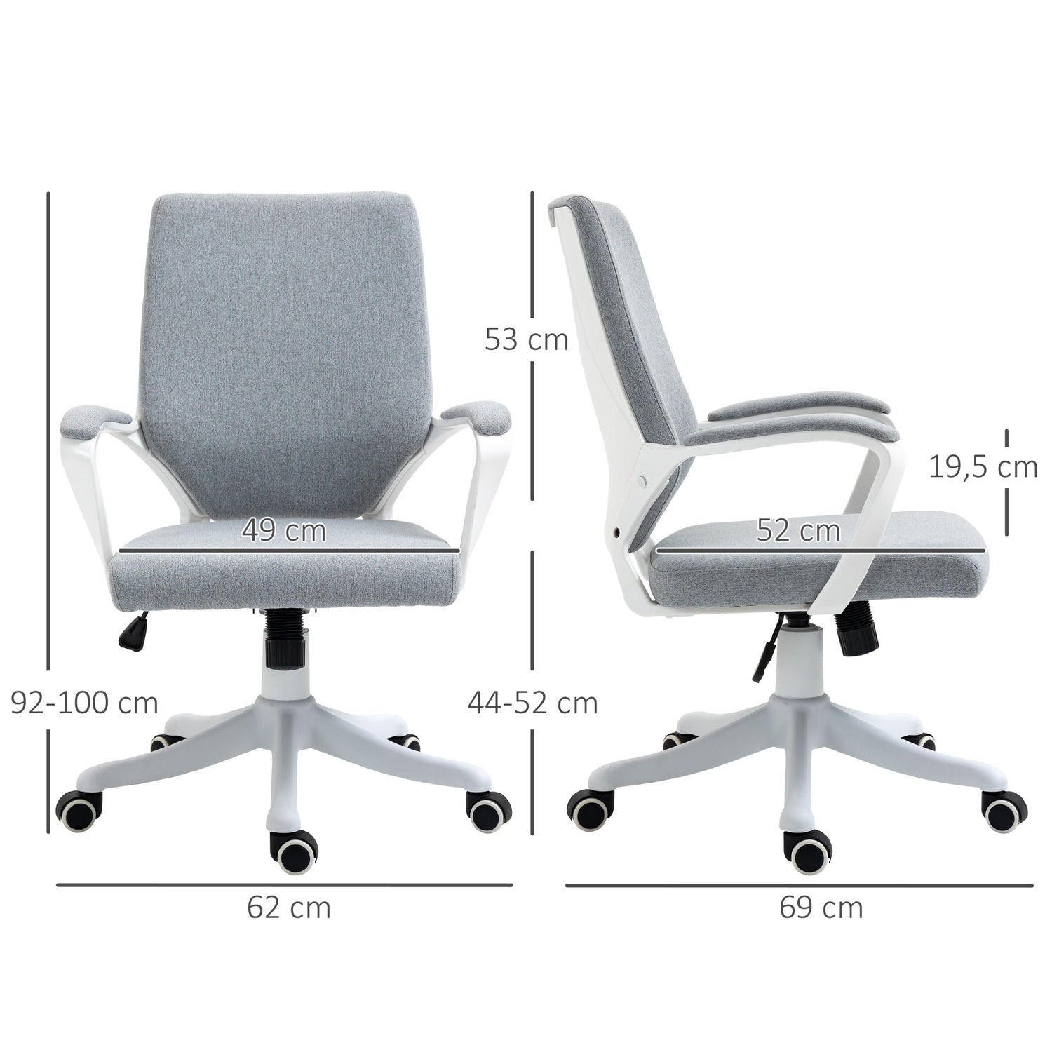 Ergonomische bureaustoel, 360° draaibaar, verstelbare rugleuning