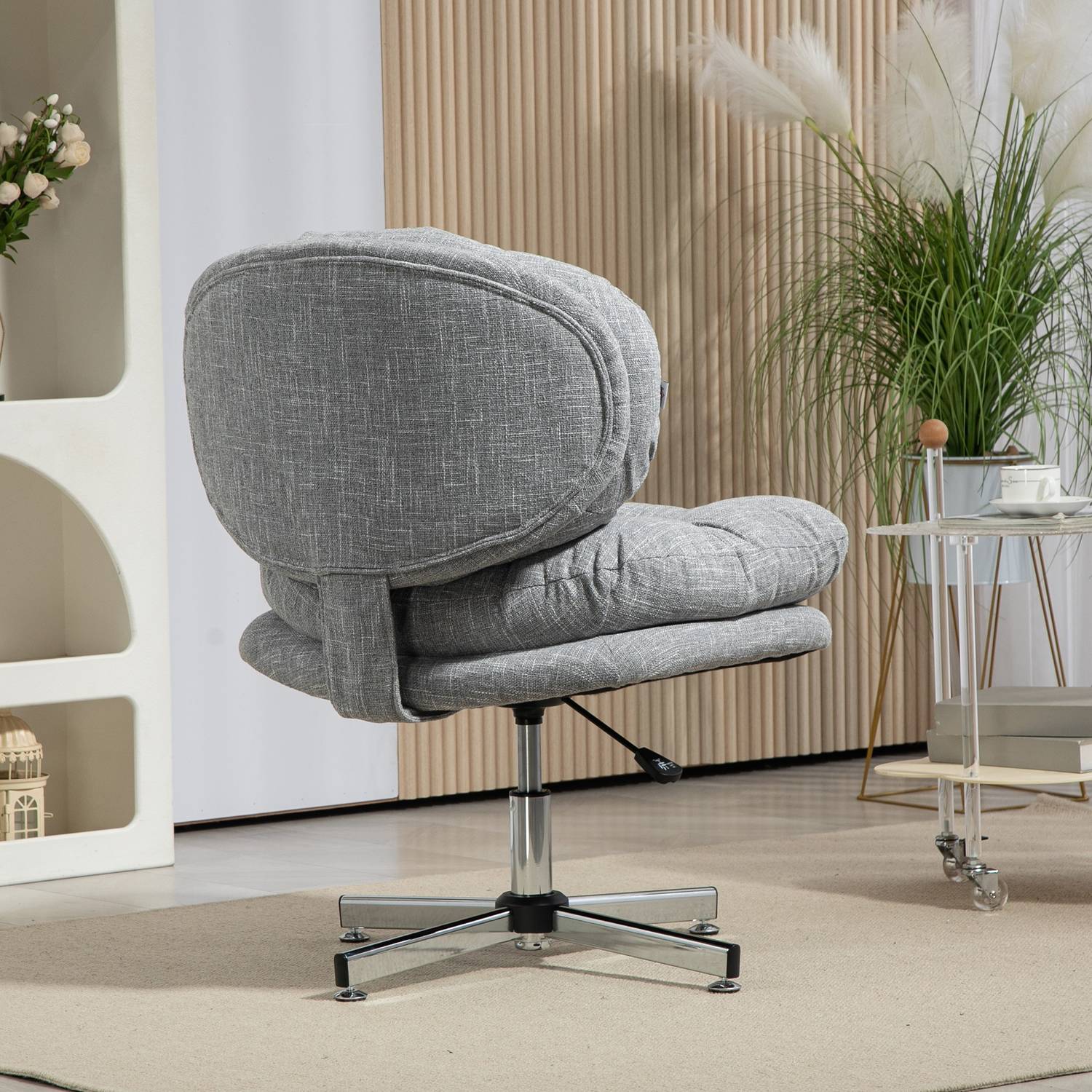 Ergonomisk kontorsstol, höjdjusterbar, grå linne