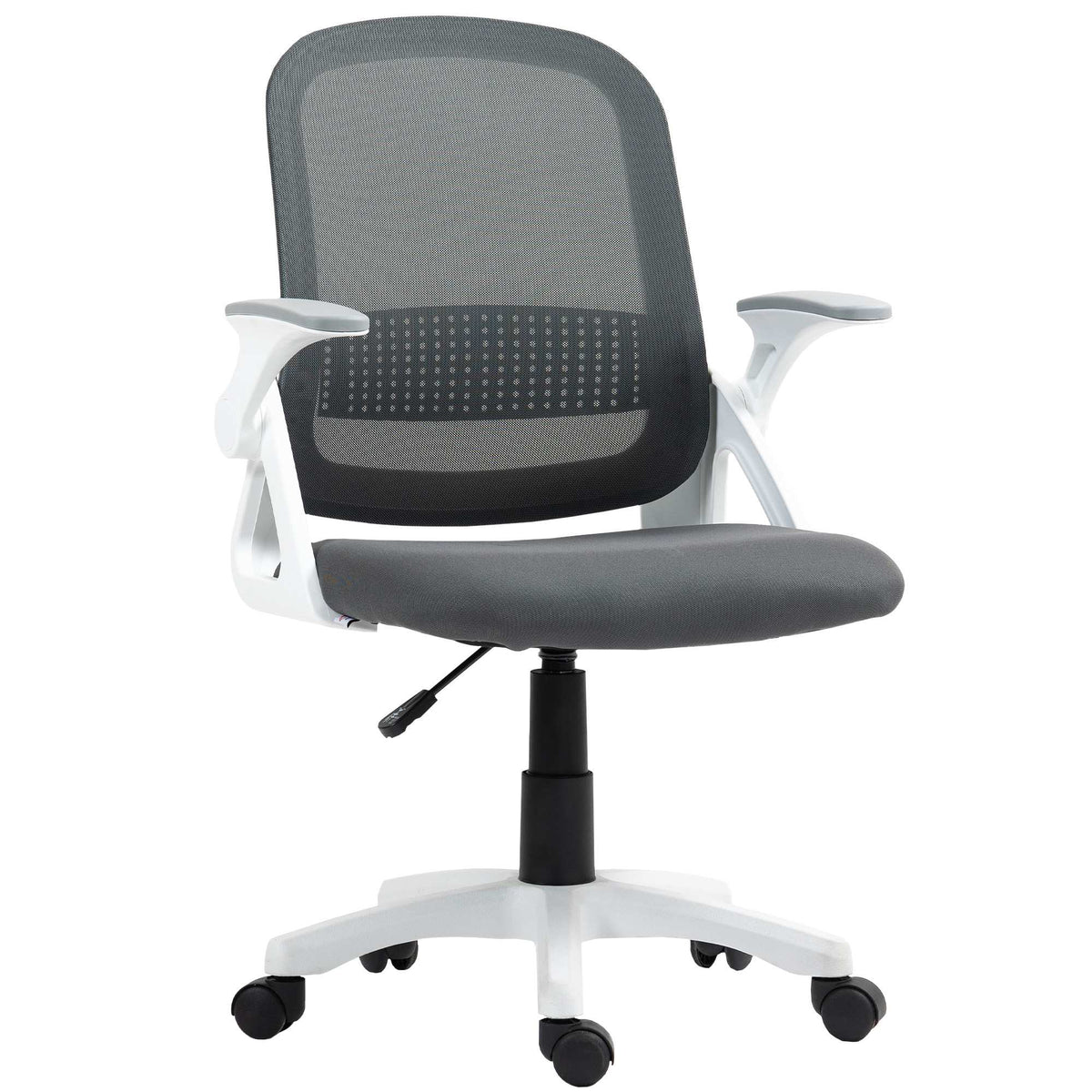 Ergonomische mesh-kantoorstoel met opklapbare armleuningen, grijs