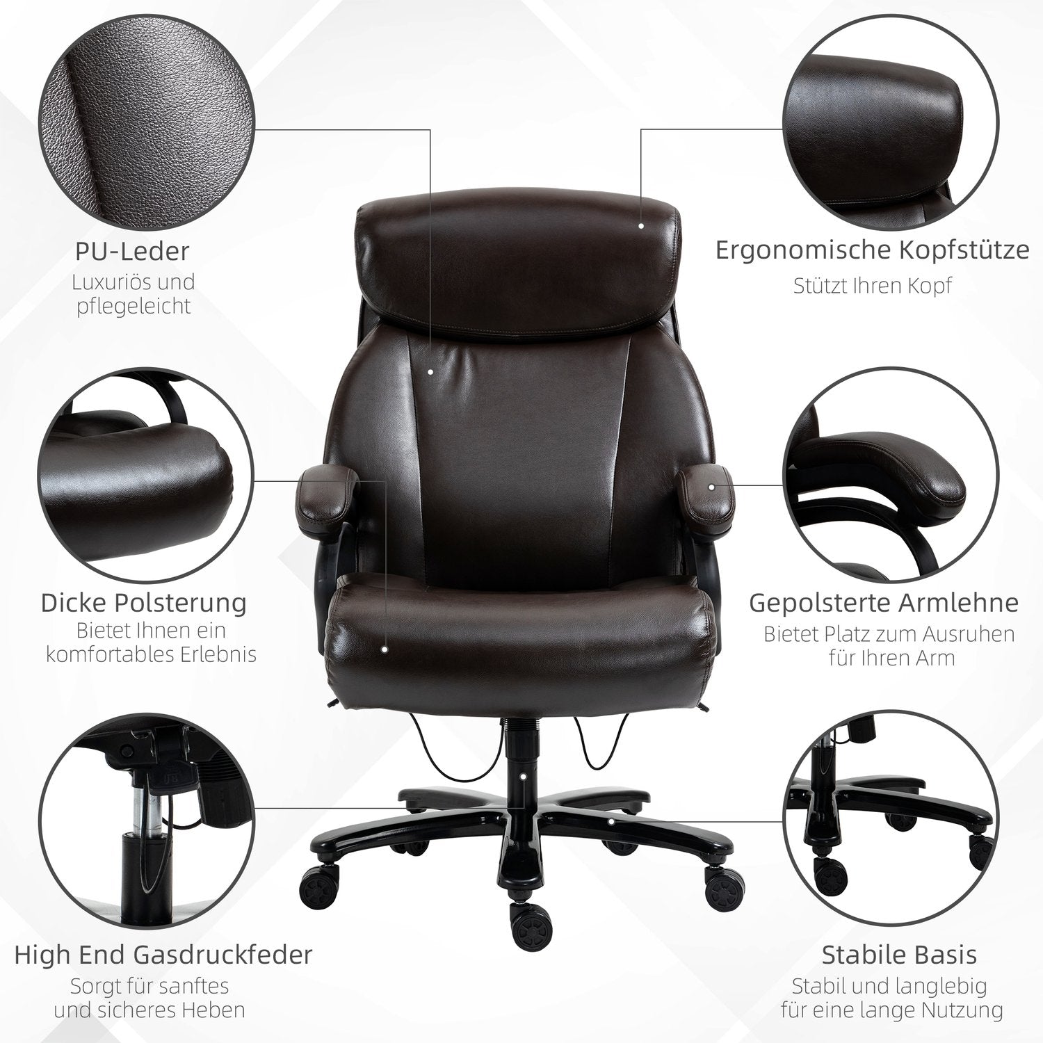 Ergonomische bureaustoel, verstelbaar, 180 kg capaciteit