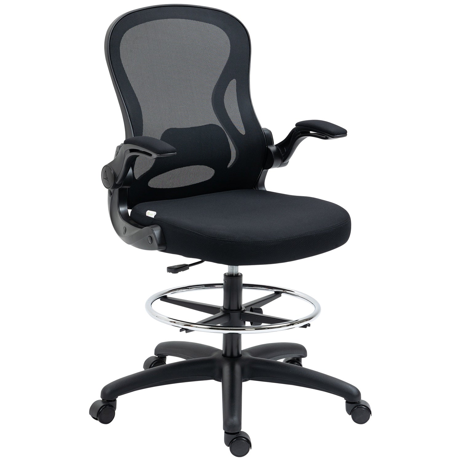 Ergonomischer Bürostuhl mit Rädern & Lendenstütze, schwarz