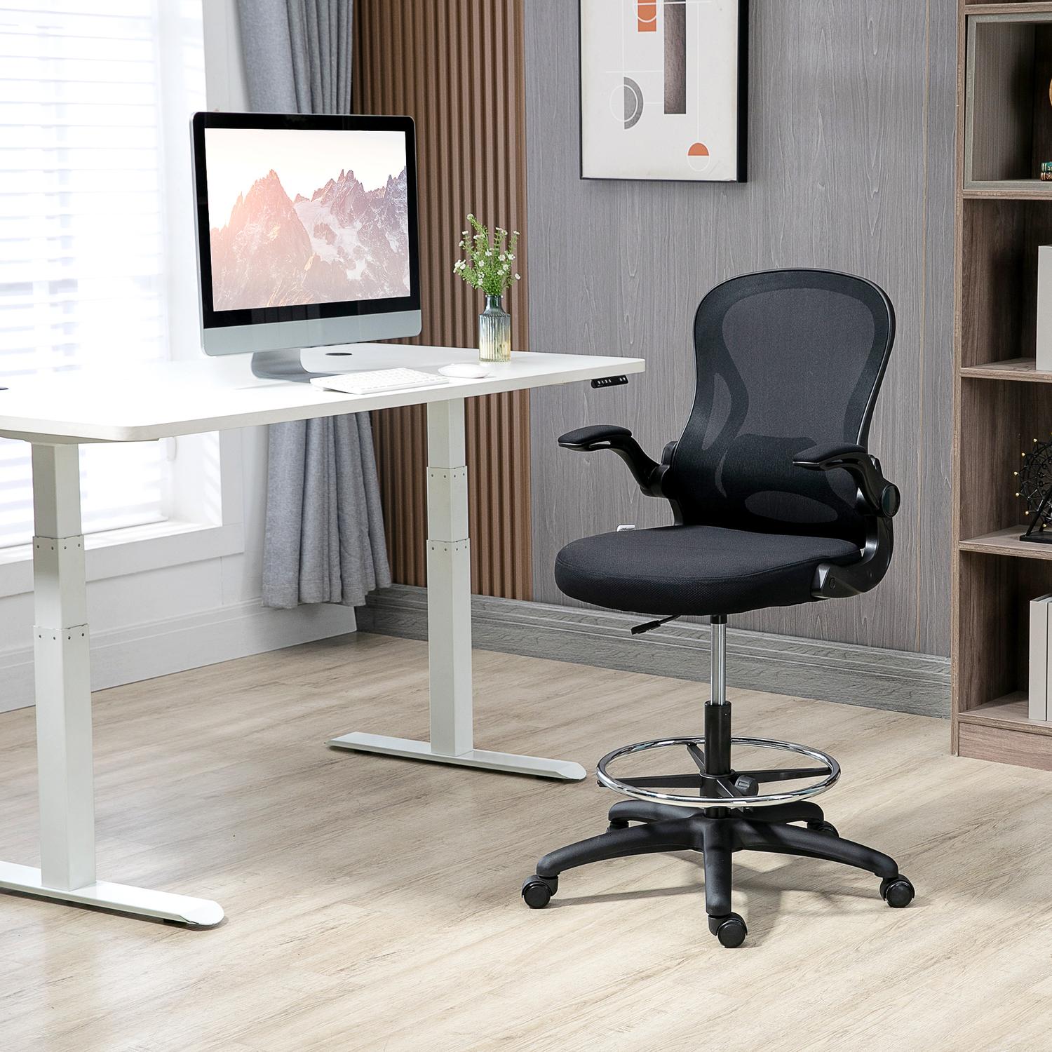 Ergonomischer Bürostuhl mit Rädern & Lendenstütze, schwarz
