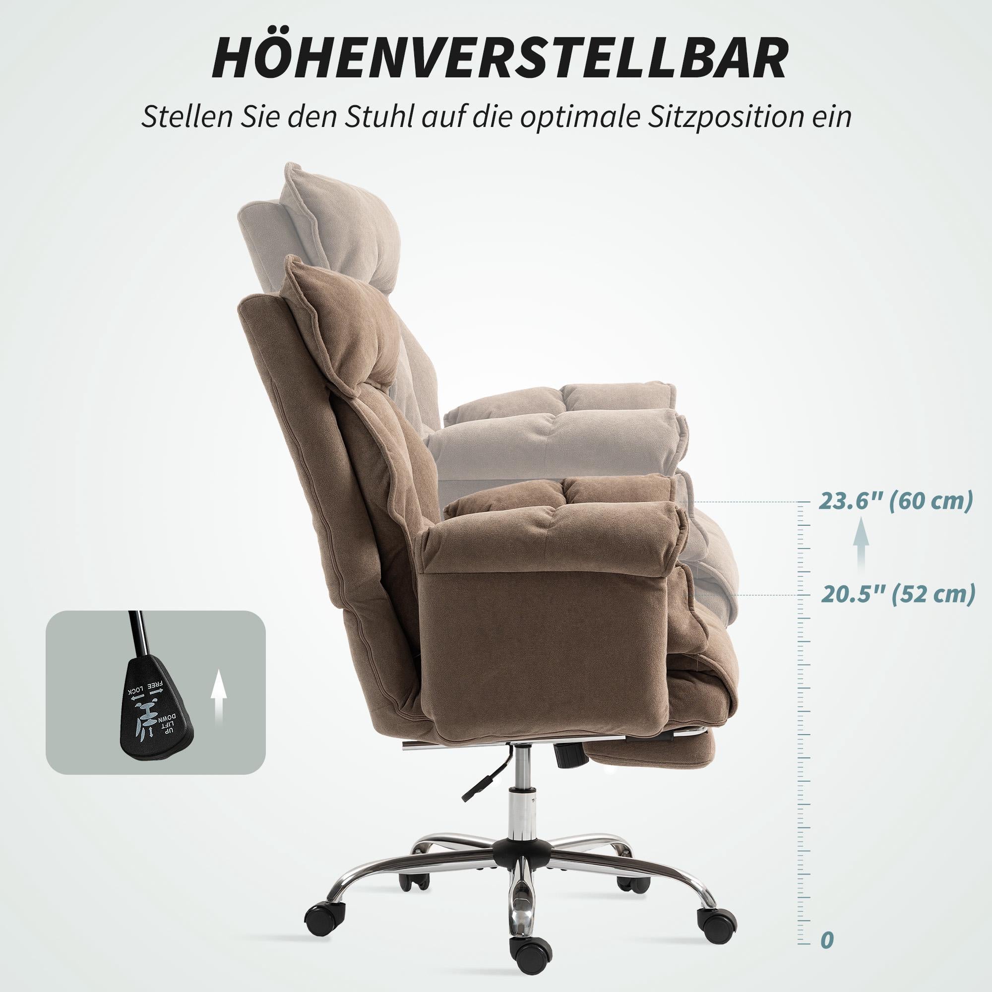 Ergonomisk kontorsstol med lutande ryggstöd och fotstöd