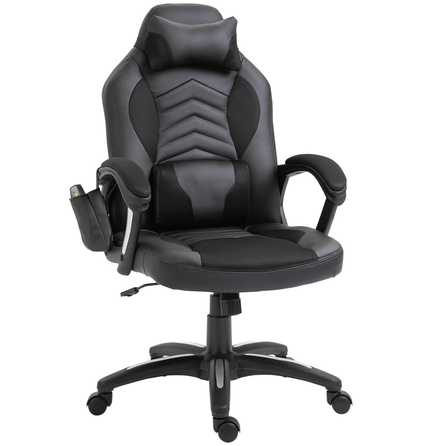 Ergonomische massagestoel in zwart kunstleer met warmte en vibratie