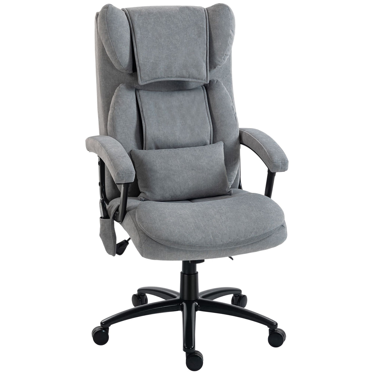 Ergonomische massagestoel met hoge rugleuning, grijs fluweel