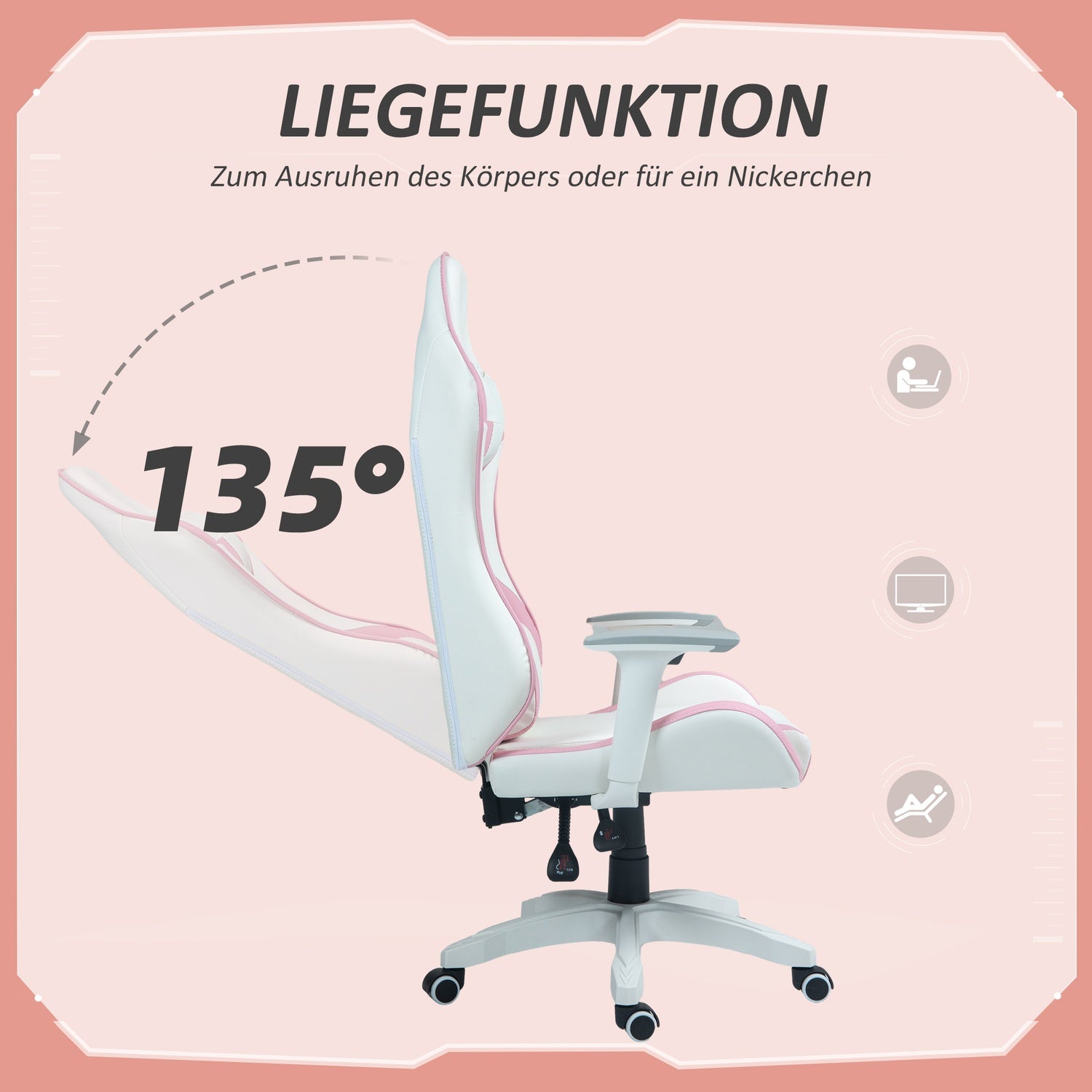 Ergonomische gamingstoel, luie stoel met lendensteun