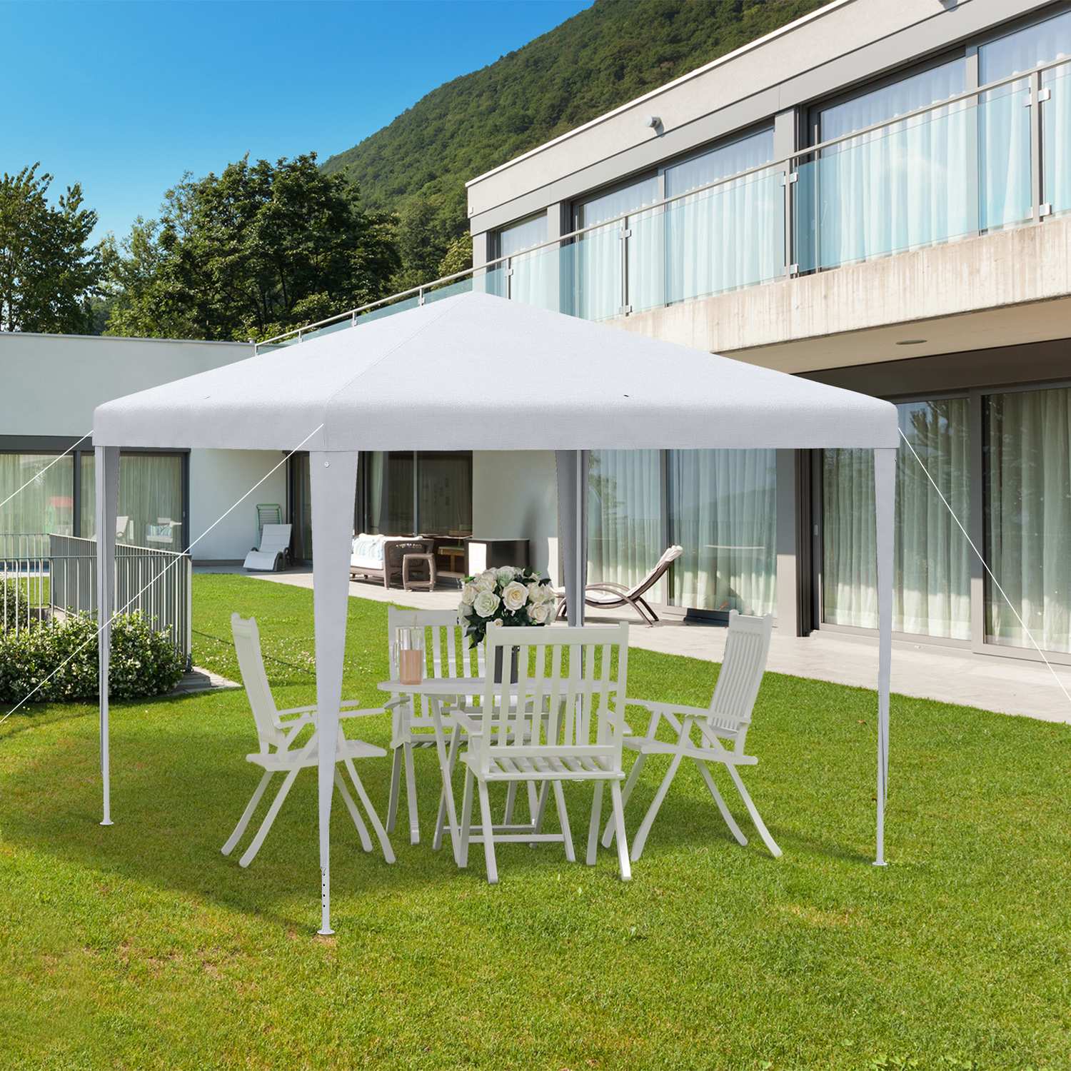Feesttent, 2,7x2,7M, Stabiel Stalen Frame, Wit Zeildoek