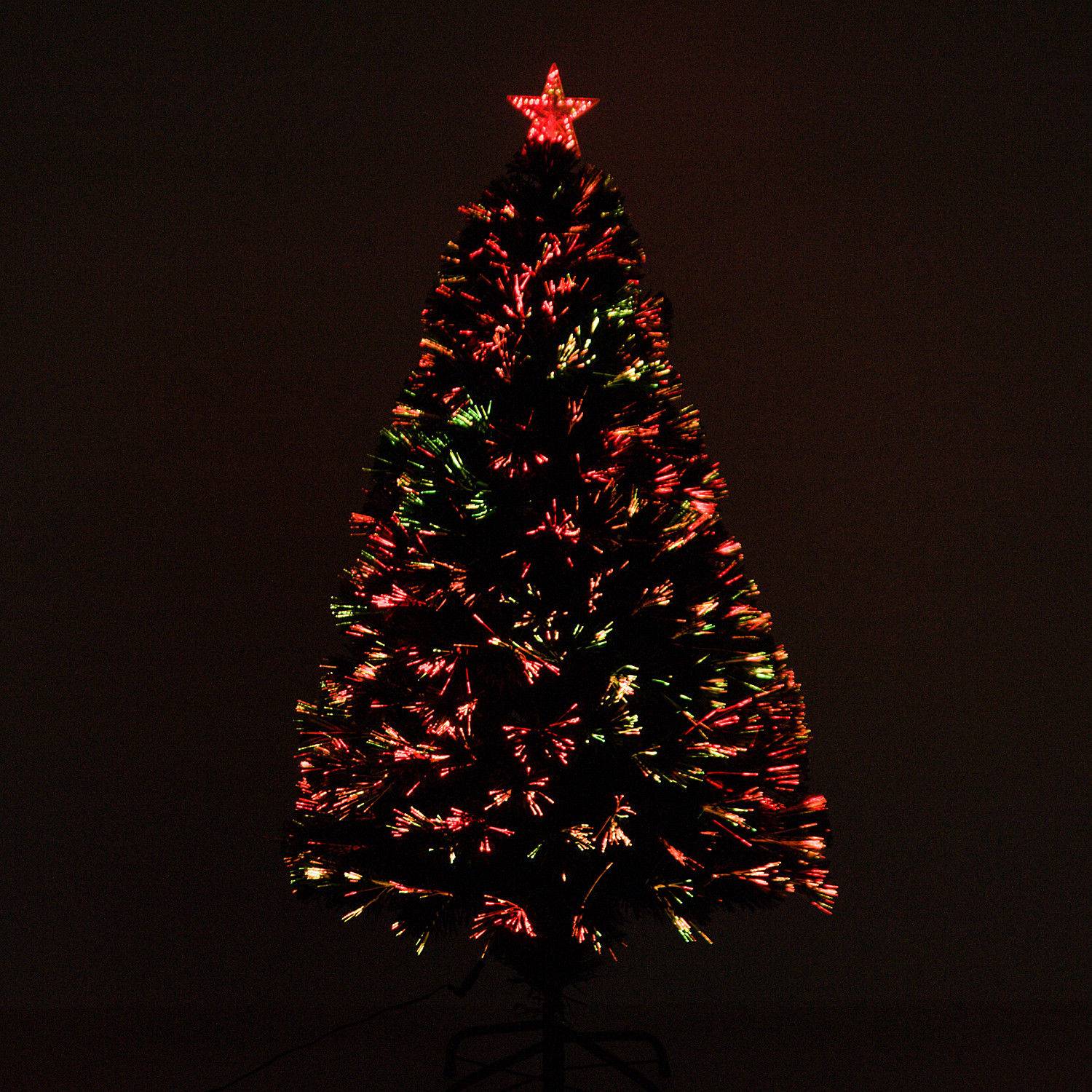 Glasvezelkerstboom met ledverlichting, 120 cm