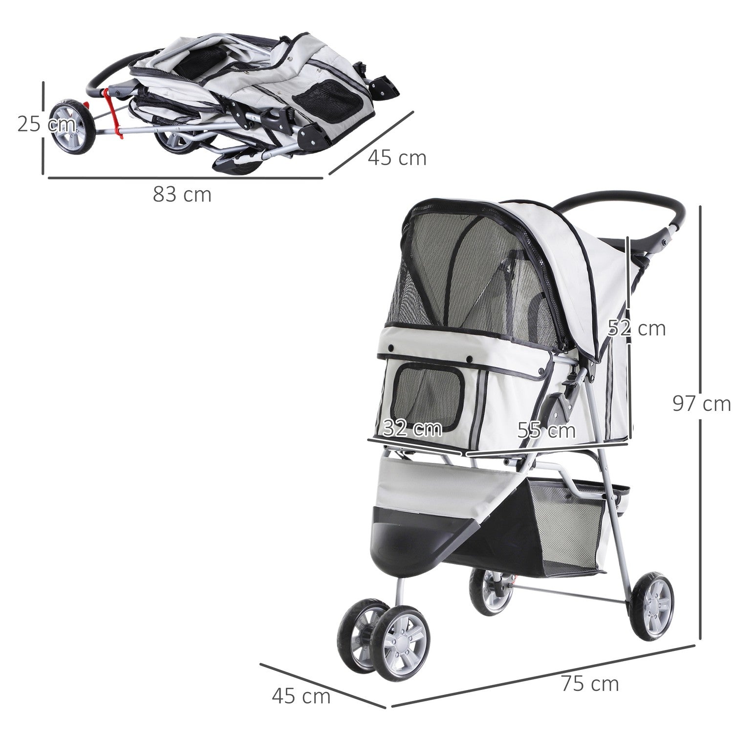 Meerkleurige huisdierwagen – voor honden en katten, grijs
