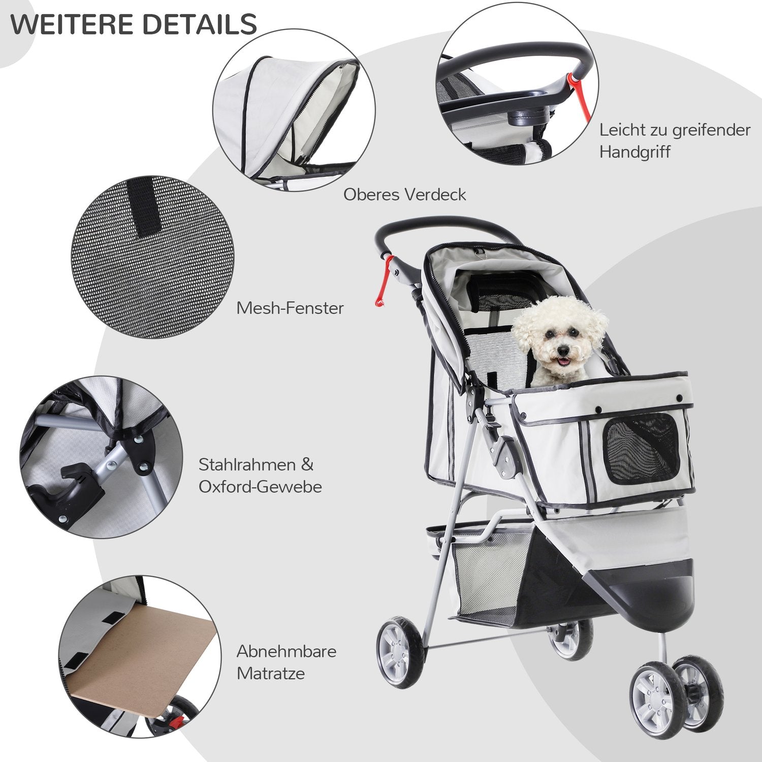 Meerkleurige huisdierwagen – voor honden en katten, grijs