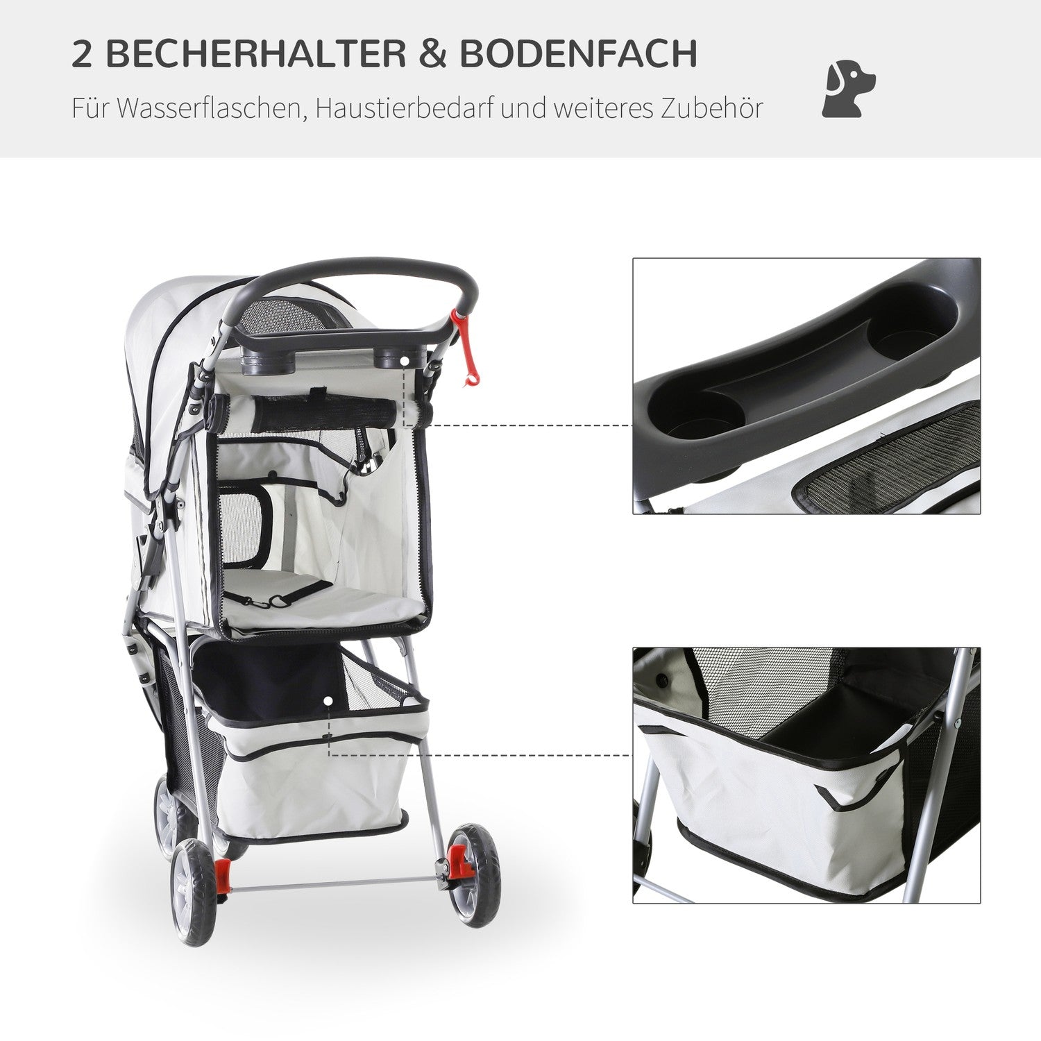 Meerkleurige huisdierwagen – voor honden en katten, grijs