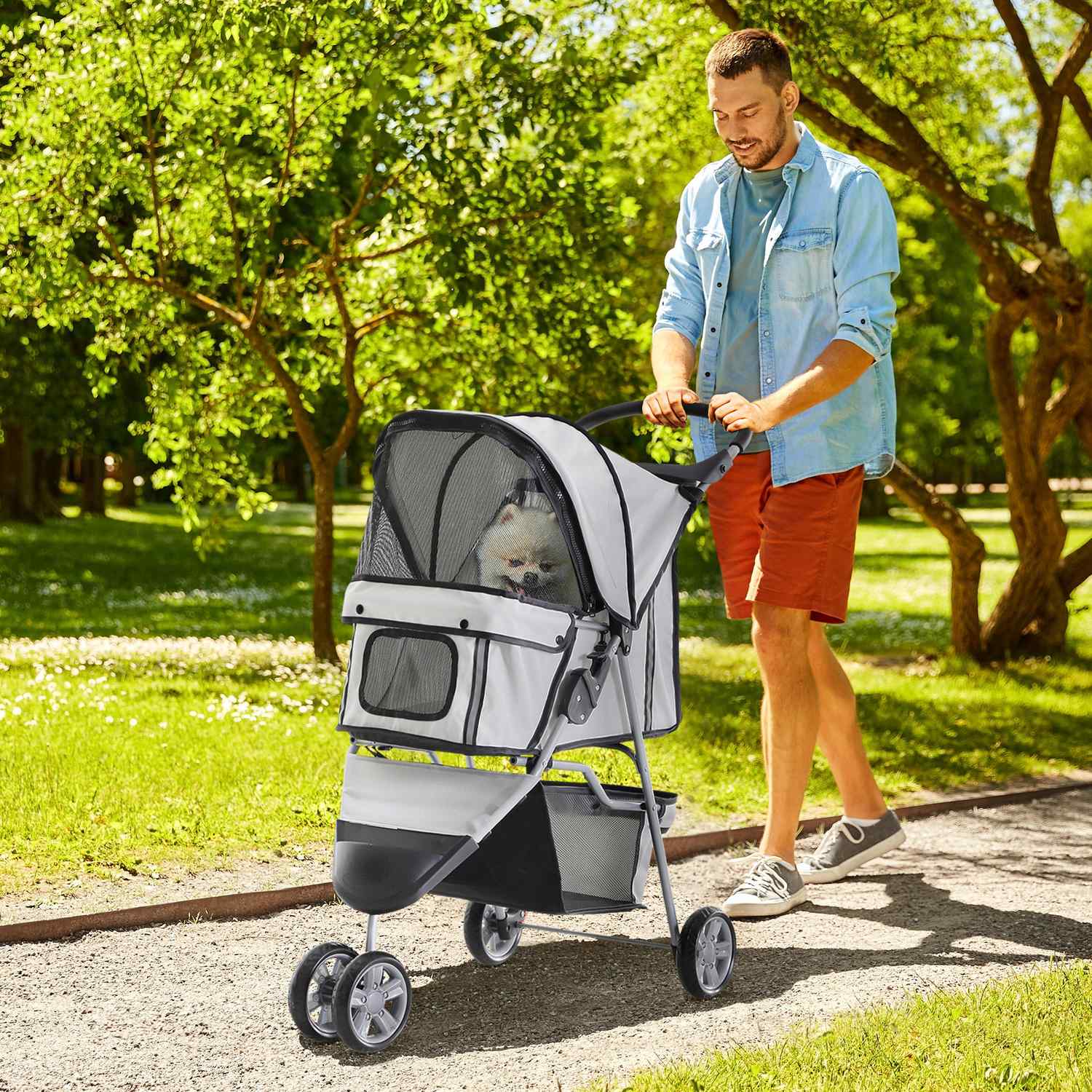 Meerkleurige huisdierwagen – voor honden en katten, grijs