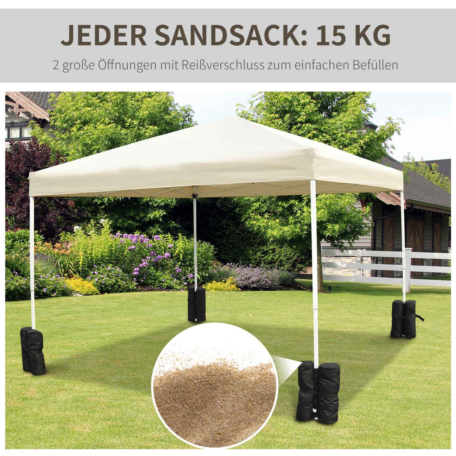 Opvouwbare Gazebo Paviljoen Standaard Set van 4 – Stevig Zwart