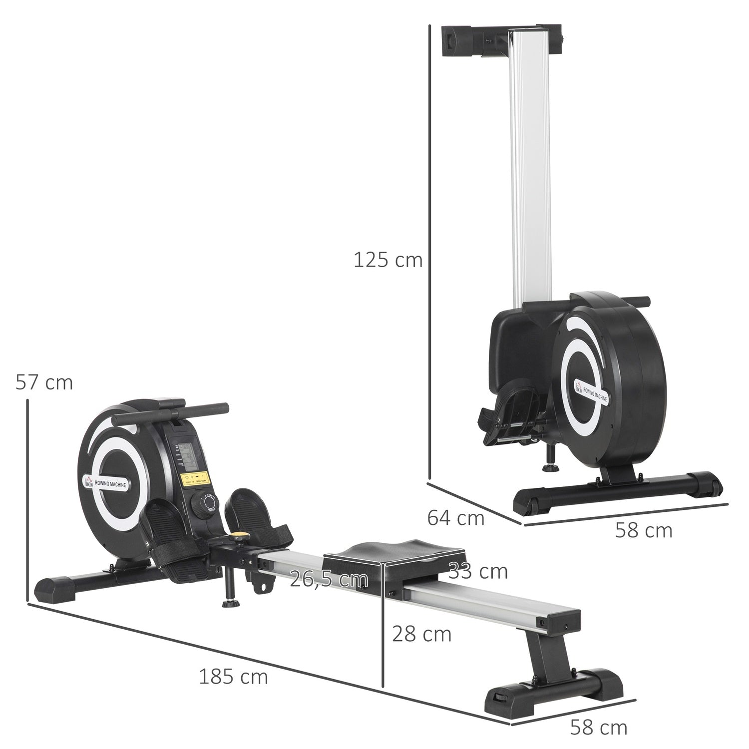 Opvouwbare roeitrainer – 8 niveaus, full-body workout