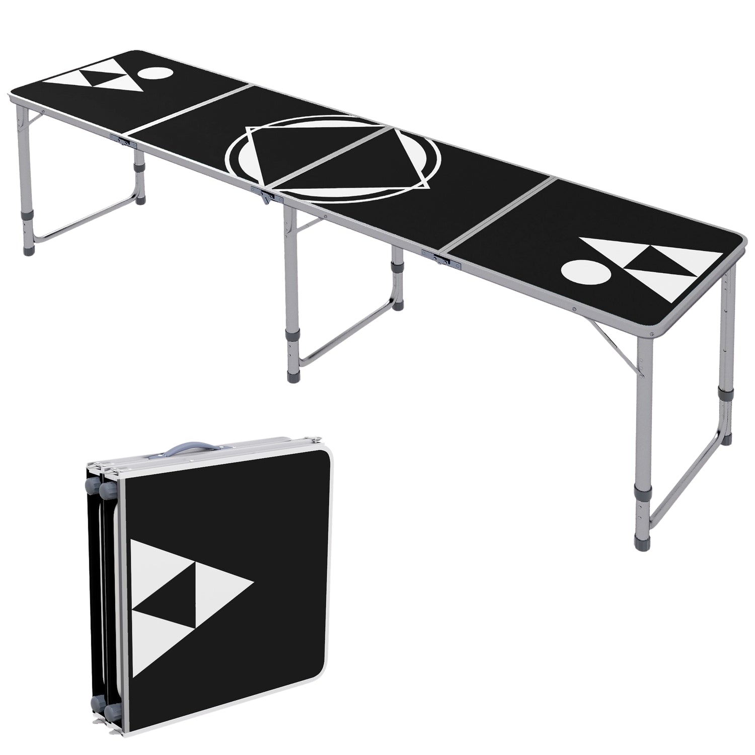 Fällbart ölpongbord 240x60 cm – Justerbart svart aluminium