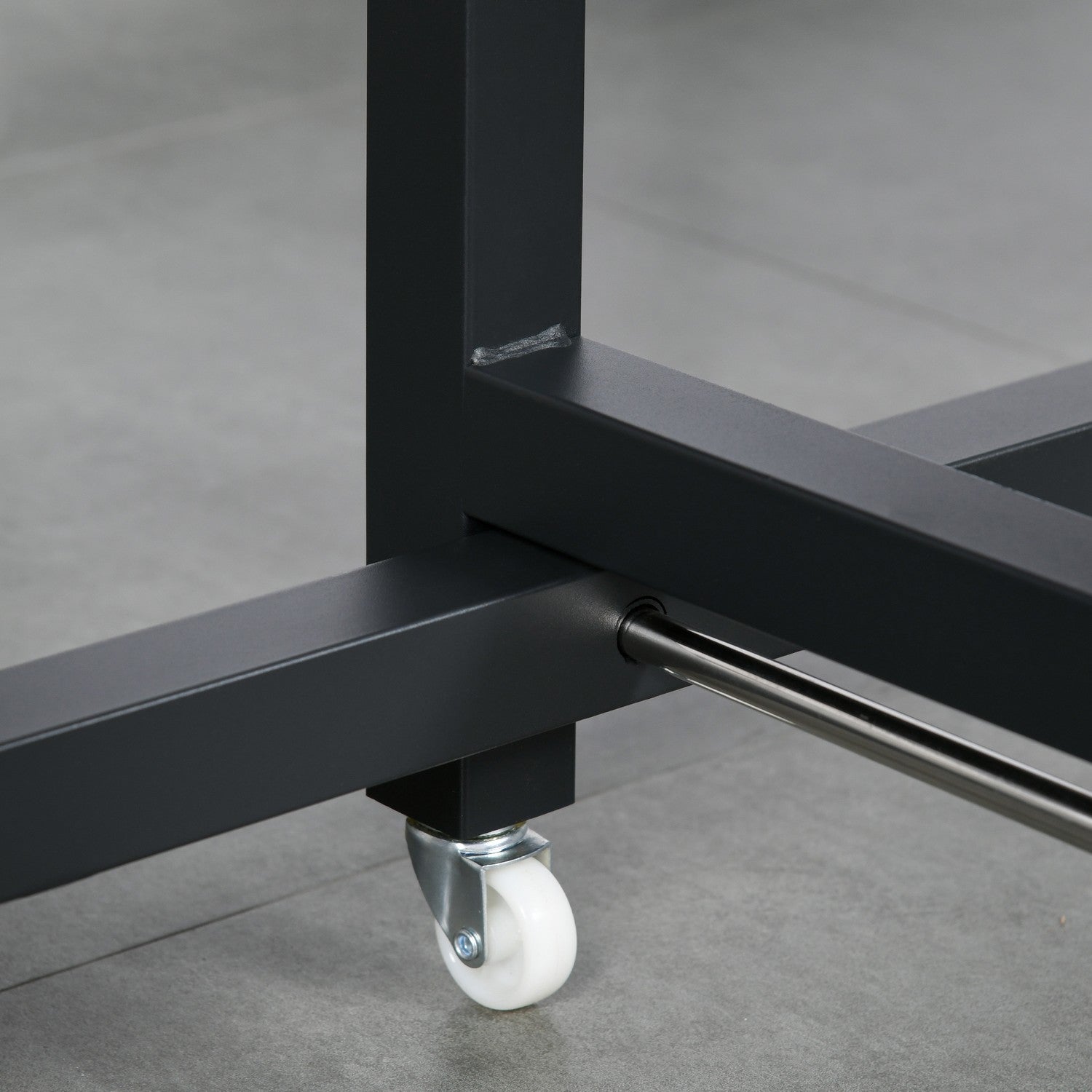 Inklapbare metalen eettafel m/ wielen, 118x70x76,5cm, Bruin