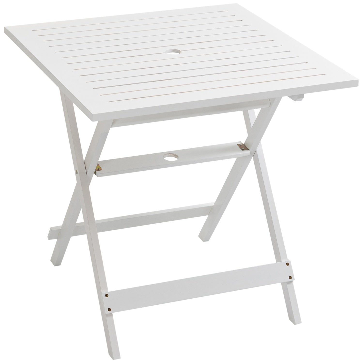 Inklapbare bijzettafel met parasolhouder, populierenhout, 70cm