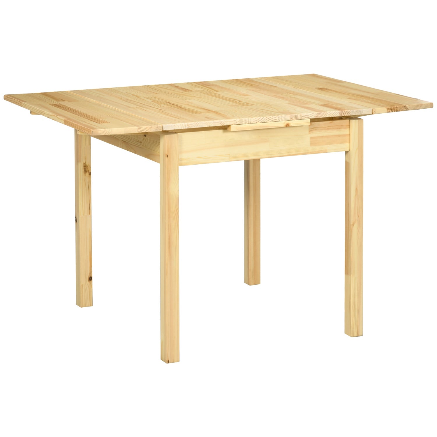 Opklapbare houten tafel voor 2-4 personen, natuurlijke afwerking, 120x80x75cm