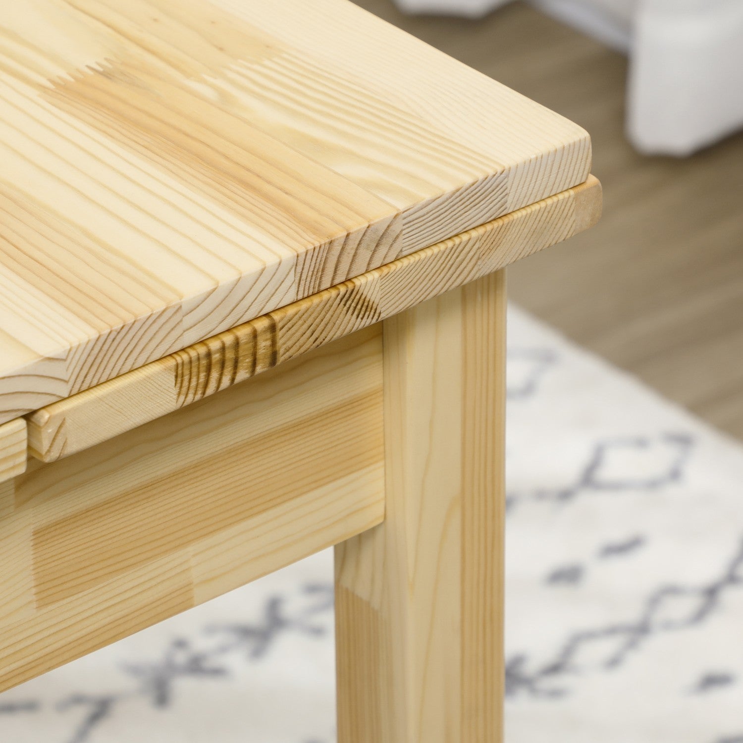 Opklapbare houten tafel voor 2-4 personen, natuurlijke afwerking, 120x80x75cm