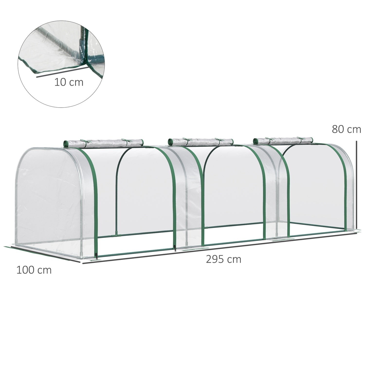 Tunnelkas met deur, stalen frame, 295 x 100 x 80 cm